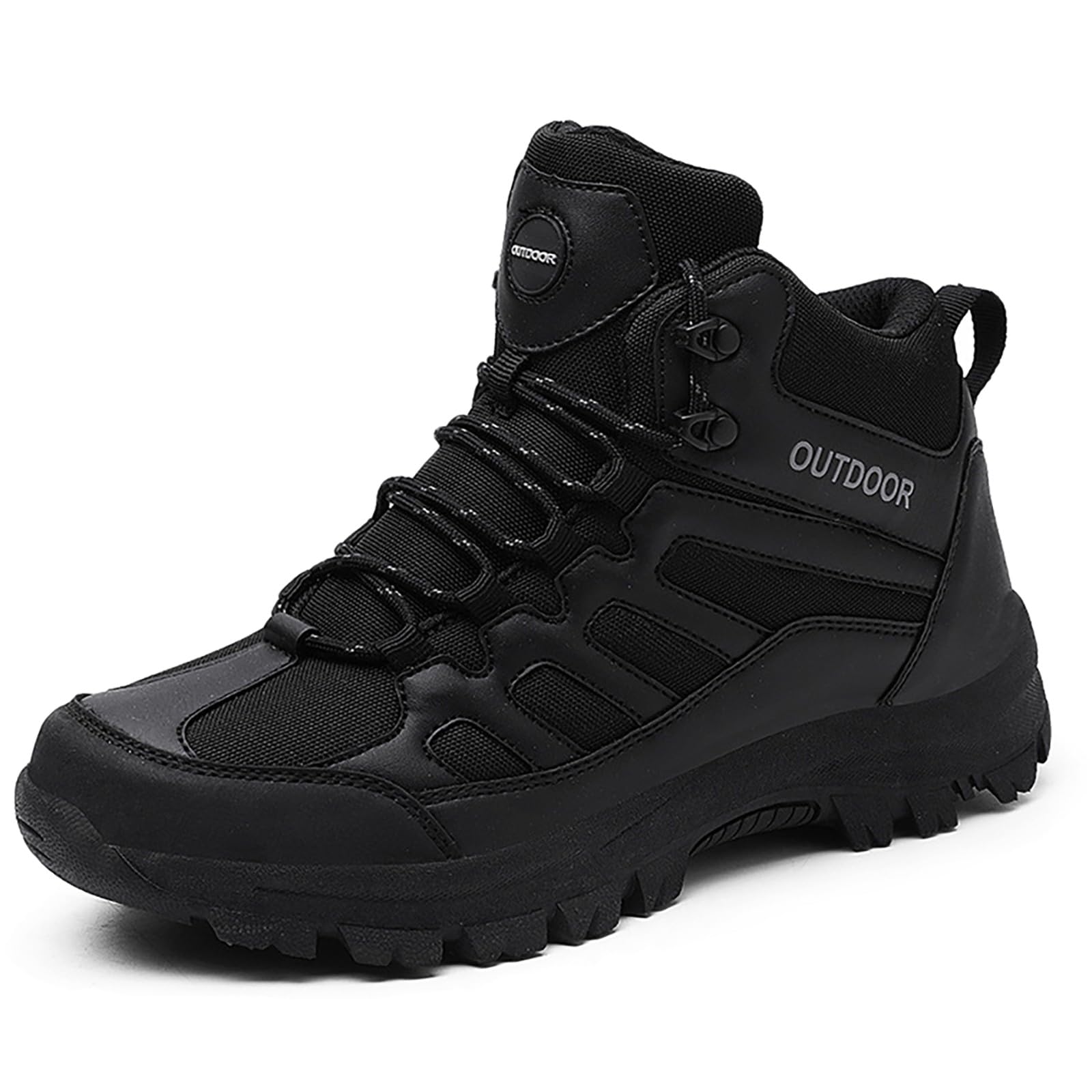 CarXs Men's Warm Snow Boots Non-Slip Outdoor Trekking Shoes Ankle High Waterproof Hiking Boots Backpacking Trails Shoes(Color:Black,Size:44)