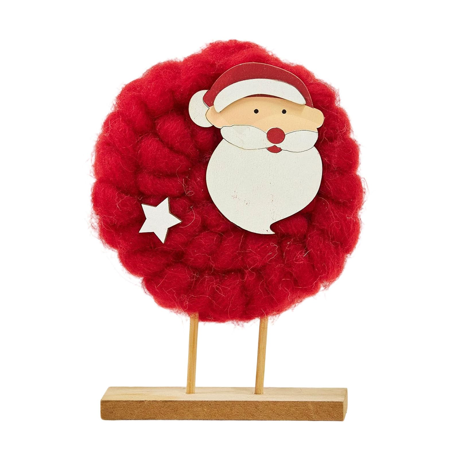 Tsophreniq Felt Reindeer Santa Figure Ornament with Wood Base for Home Mantels Christmas Decoration