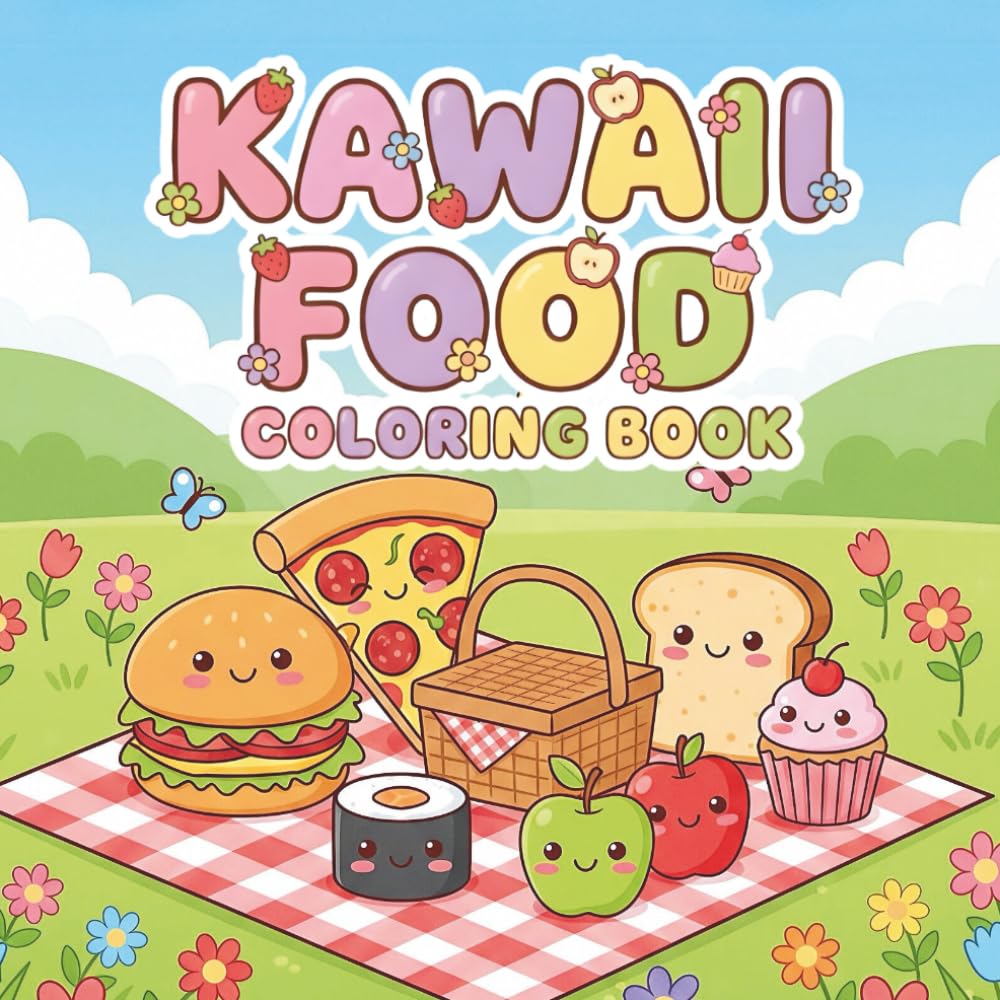 Bold and Easy Kawaii Food Coloring Book: 50 Cute Snacks, Drinks, and Sweet Treats for Kids and Adults: Simple Relaxation and Stress Relief with ... (Pizza, Donuts, Boba Tea, and More!)