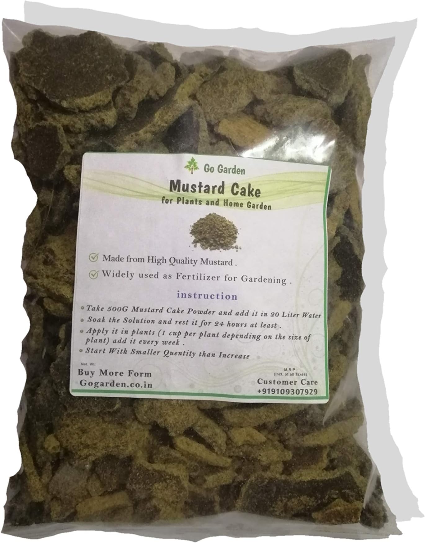 Go Garden Mustard Cake for Plants and Home Garden - Organic Fertilizer 10 KG