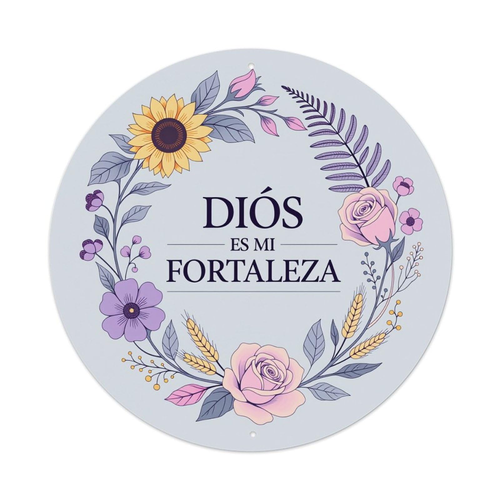 Floral Wreath With Flowers And Text Round Tin Sign Vintage Style Metal Sign Home Bar Garden Wall Plaque Decor Metal Poster 8x8 Inch