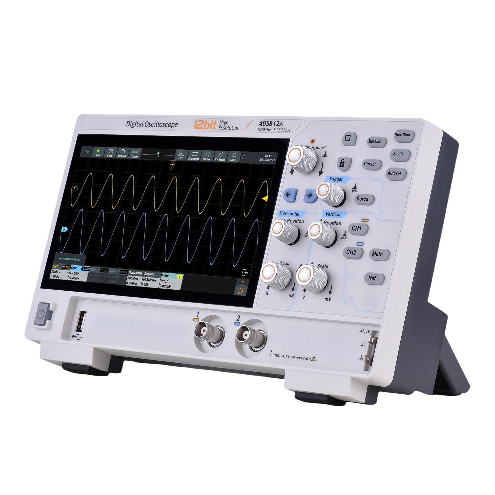 Vielseitiges 200-MHz-4-Kanal-Oszilloskop mit FFT-Spektrumanalysator für Elektronik-Hobbyisten (EU-Stecker 100-240 V)