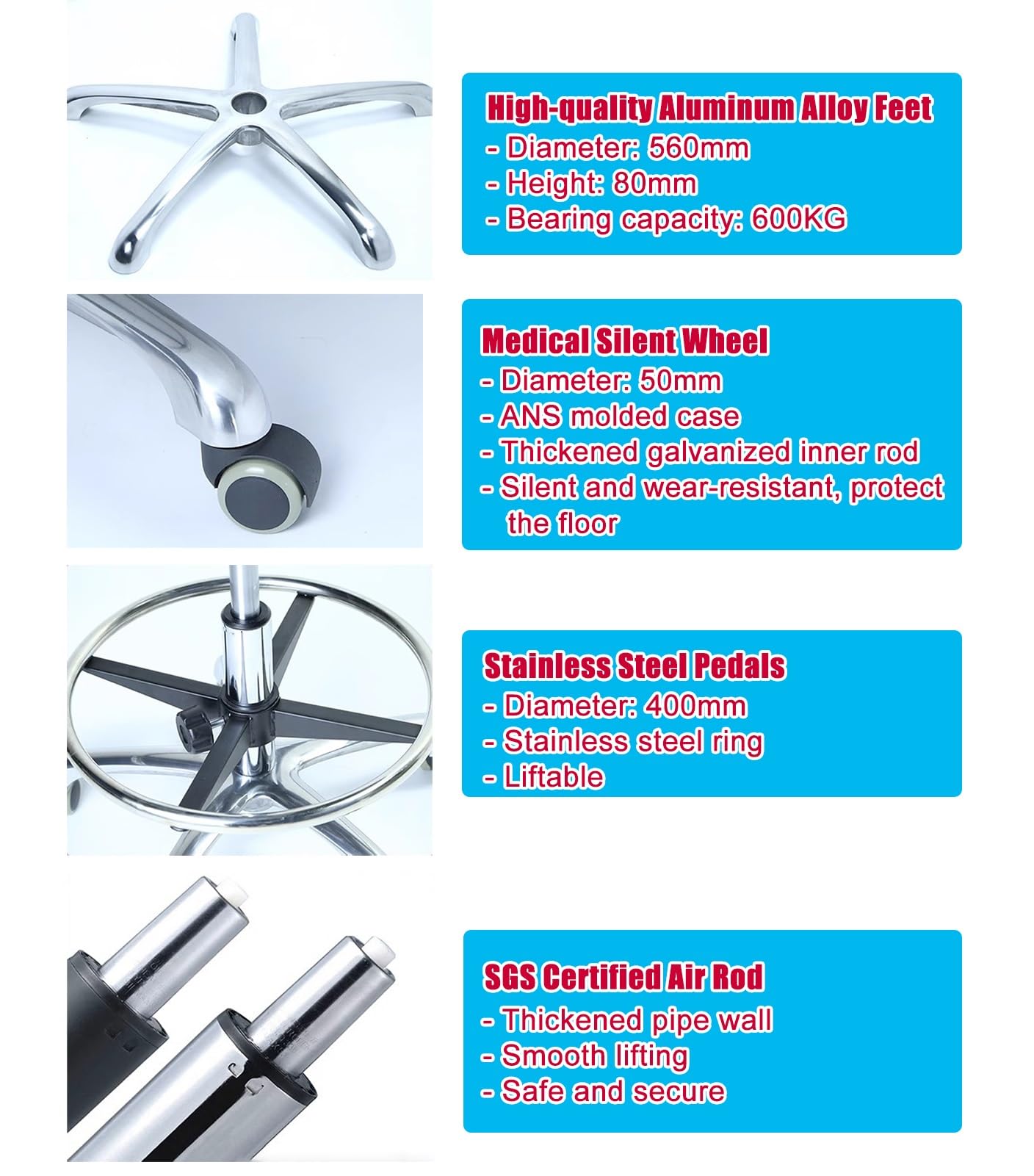 Ergonomischer Sattelstuhl mit Rückenstütze, medizinischer Rollhocker für Zahnarztpraxis & Zuhause, verstellbare Höhe & zwei Neigungsoptionen, Sattelstil geteilter Sitz Design