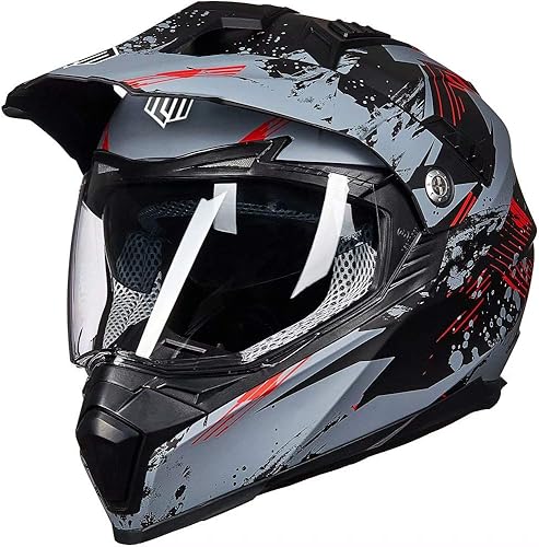 ILM Casco deportivo dual para motocicleta todoterreno, visera solar para motocross, ATV, motocross, certificado por DOT, modelo 606V