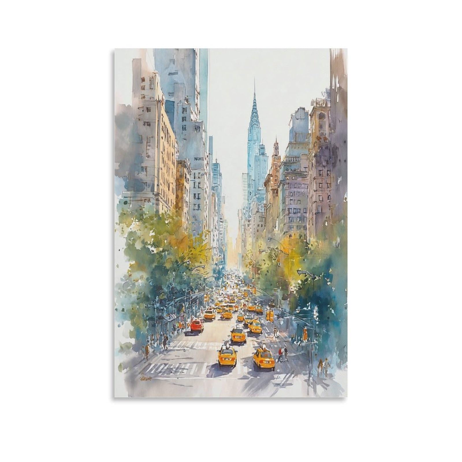 XWYMXZ Pennsylvania City Watercolor 24x36inch(60x90cm) Vintage Travel Poster Watercolor Canvas Art