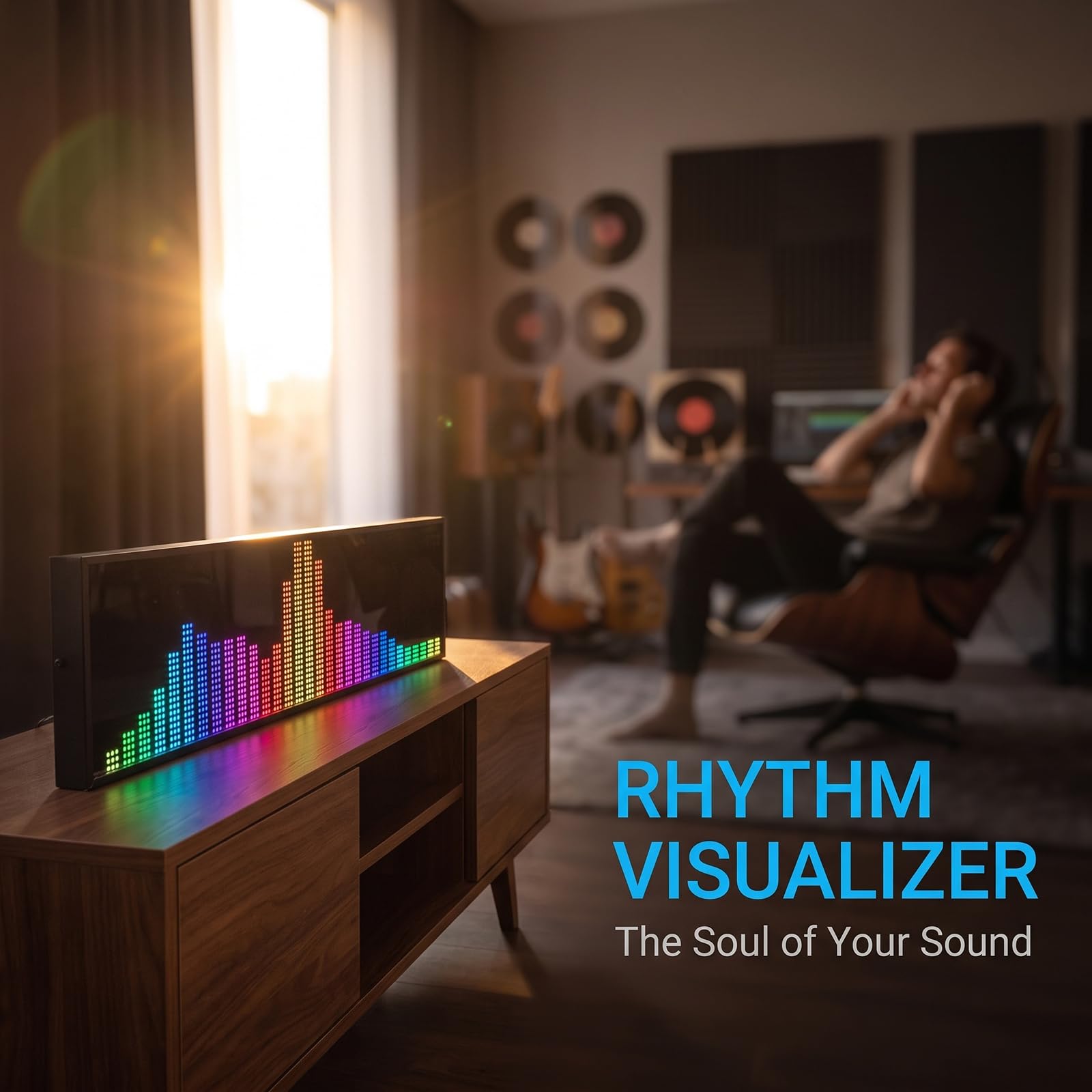 Analizador De Espectro Musical, Visualizador De Audio Doméstico con 36 Modos De Visualización Led, Sensor De Voz, Reloj De Alta Precisión Y Entrada Aux/micrófono para Pc Y Juegos.