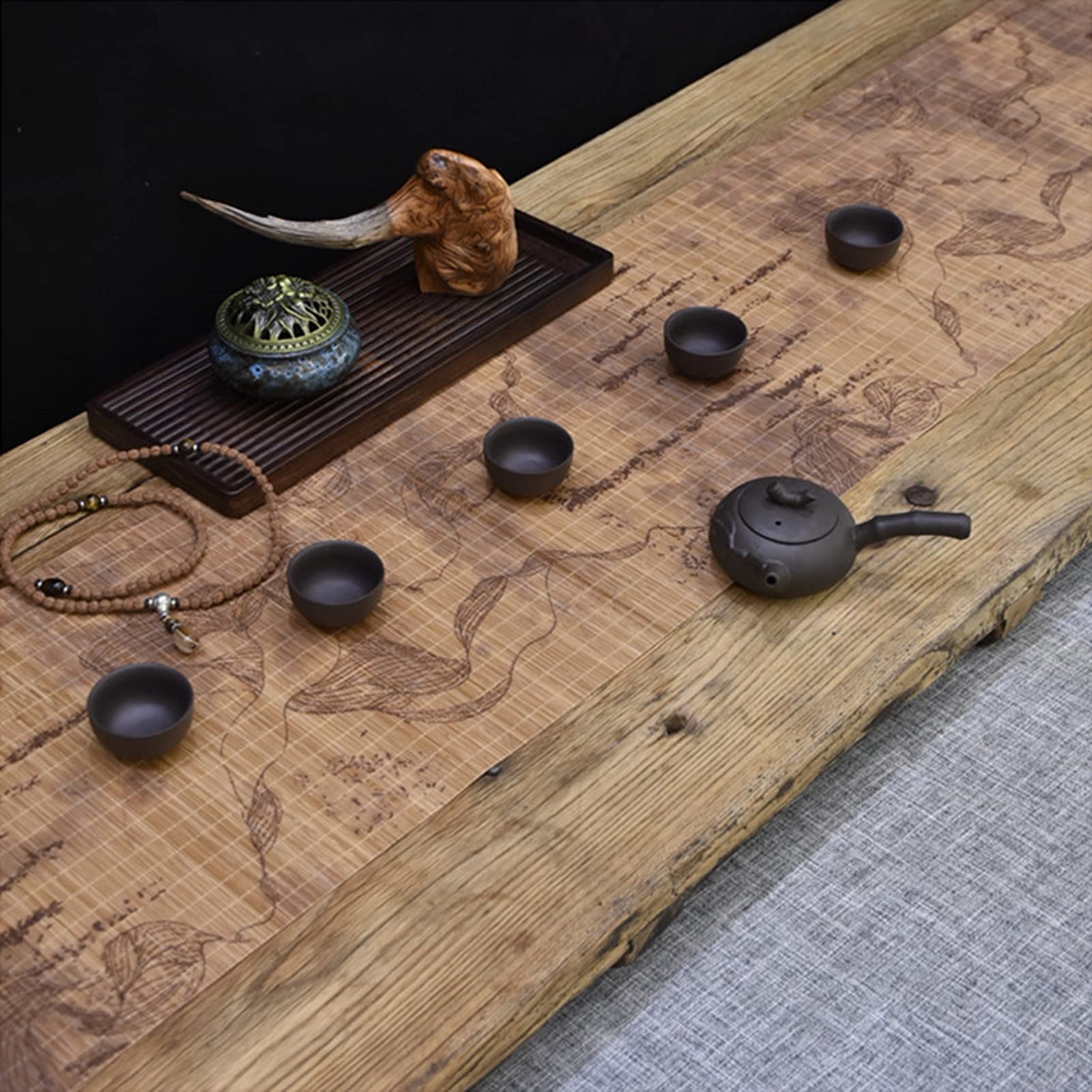 Chemin de Table en Bambou Naturel, Napperons/sous-Verres rétro en Bambou, Cadeaux Uniques for Mariage/Bonne Nouvelle Maison/dîners(12" x 98" (30cm x 250cm))