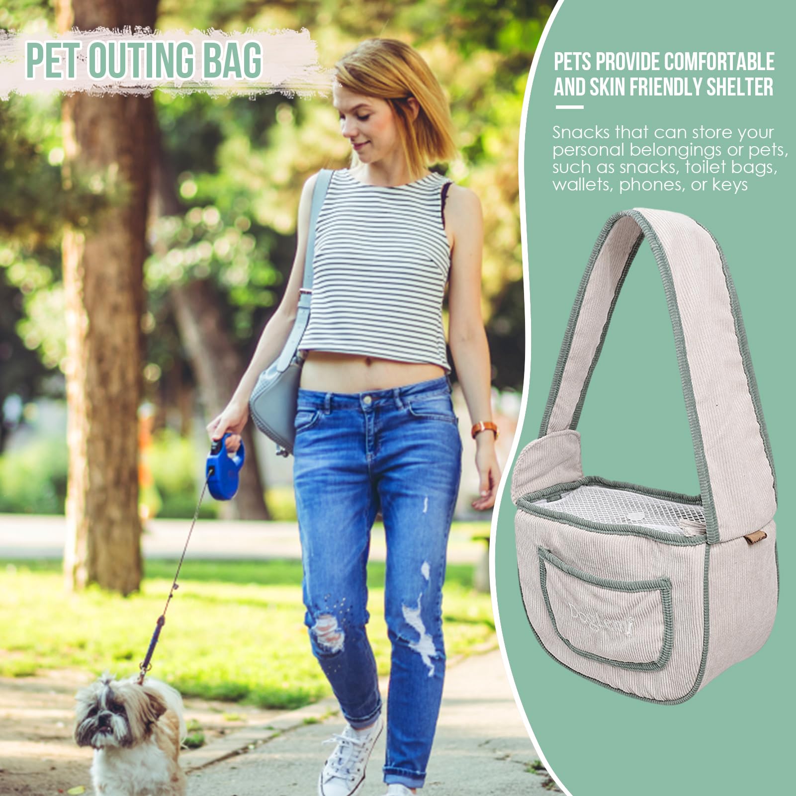 Sac de transport pour petit chien, chiot et chat - Sac de transport pour Pooch Doggy Doggie Yorkshire Chihuahua Baby (Beige)
