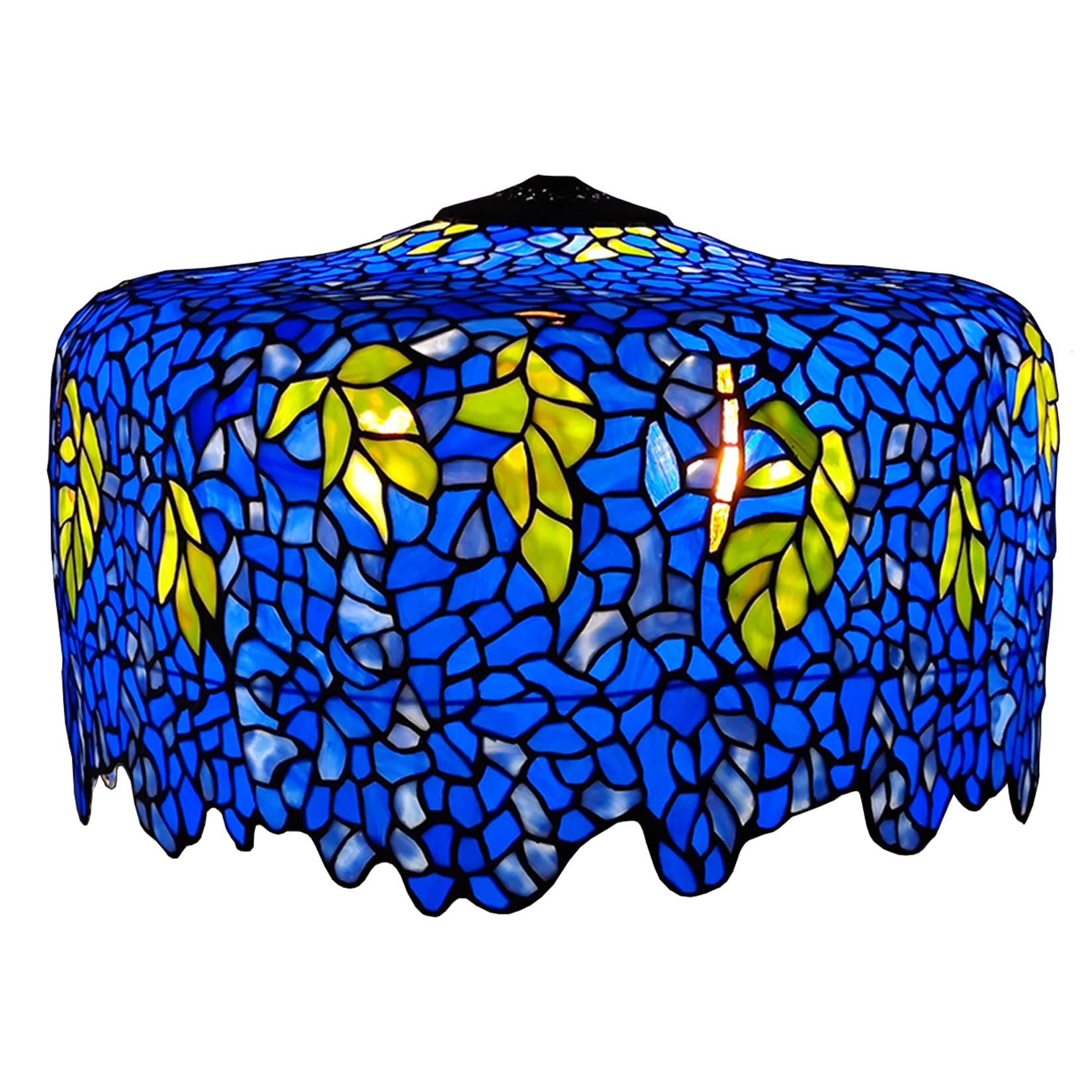 SaryEdge 20 Inch Blue Wisteria Lamp Shade Replacement Only, Tiffany Stained Glass Lamp Chimney, Vintage Handmade Light Cover Accessories for Table Lamp Pendant Light Floor Lamp Fixture，