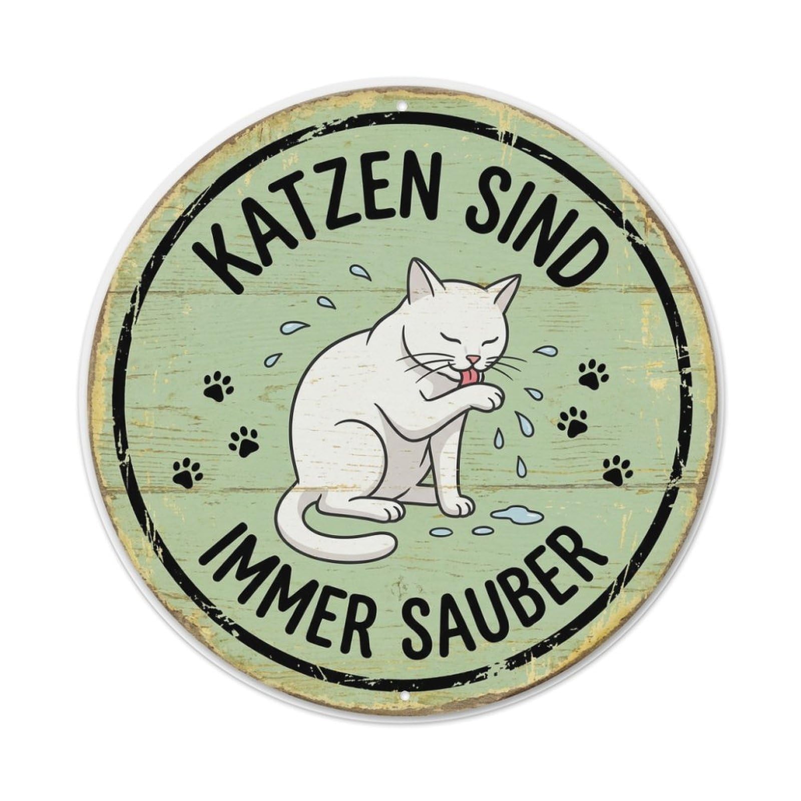 Fqcyn Style Cat Grooming Round Wall Hanging Metal Tin Sign Plaque Wall Decor For Cafe, Club Bar, Office, Home Garden Round Metal Poster 8X8inch