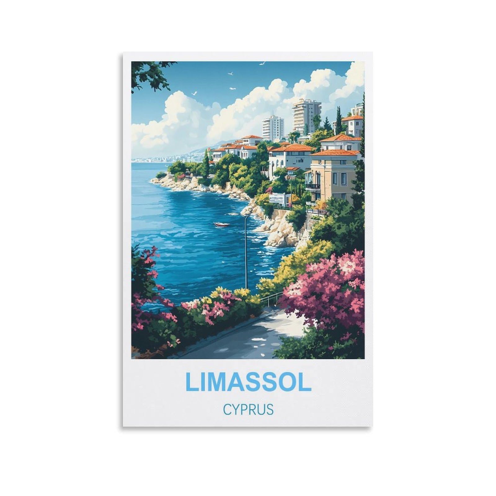 FJIWECWSQ Limassol Cyprus Vintage Travel Posters 12x18inch(30x45cm) Canvas Wall Art Painting Prints