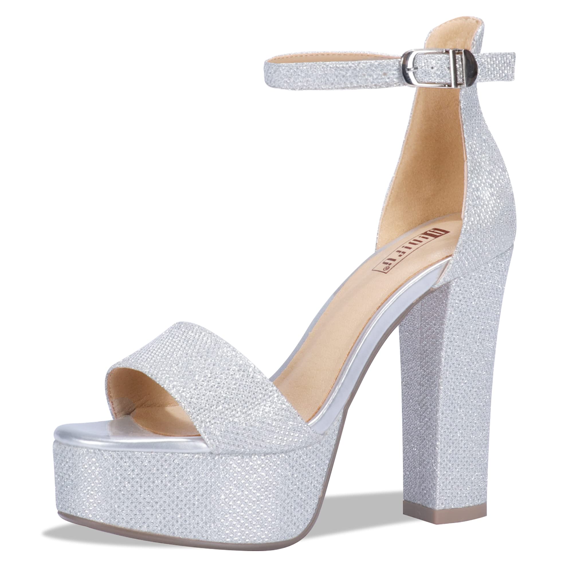 Idifu Womens Platform Chunky High Heel Sexy Sandals Ankle Strap