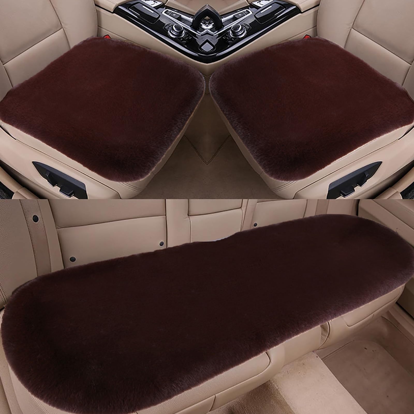 Cuscino per Seggiolino Auto in Peluche per Citroen Berlingo 2018+, Invernale Soft Confortevole Antiscivolo Protezione per Sedile Cuscino Accessori,D/Brown