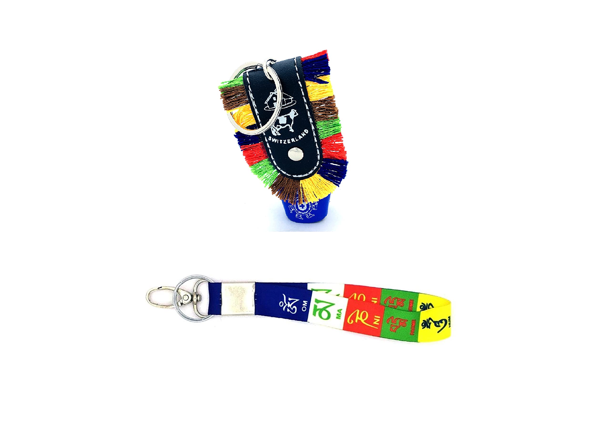 IndusSeller_ Tibet Keychain Small Multicolor (Om Mani Padme Hum) & DDLJ (Dilwale Dulhania Le Jayenge) Switzerland Swiss Cow Bell Keychain for bike,car,bag etc Pack of 2 Combo | Alloy Steel-image-8