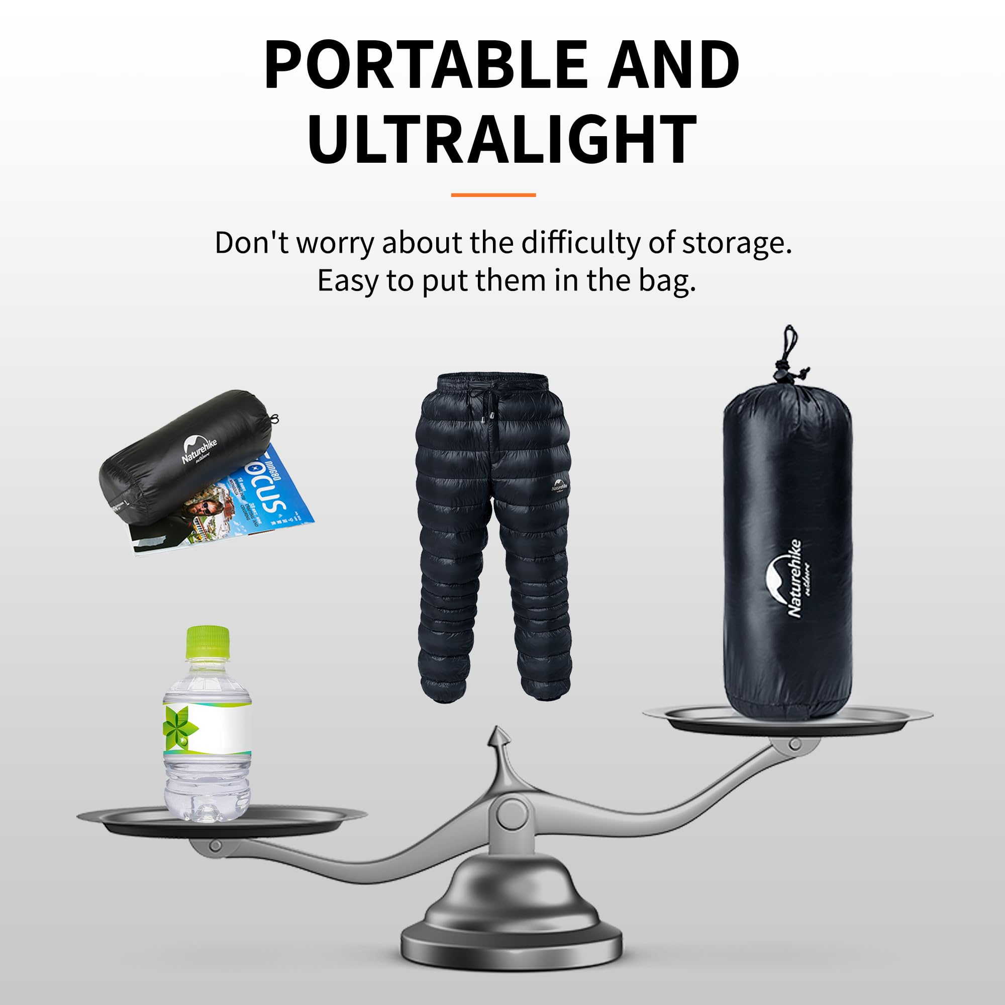 Naturehike Pantalones de Plumón de Invierno Ultraligero Cálido Bolsillo Lateral Pantalones de Terciopelo Hombres Mujeres Impermeable Pantalones de Nieve al Aire Libre Acampar