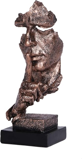 Abstract Sculpture Statue Sandstone Resin Keep Silent for Home Desktop Bookshelf Office Decoration 12.4 inches Tall (Bronze)