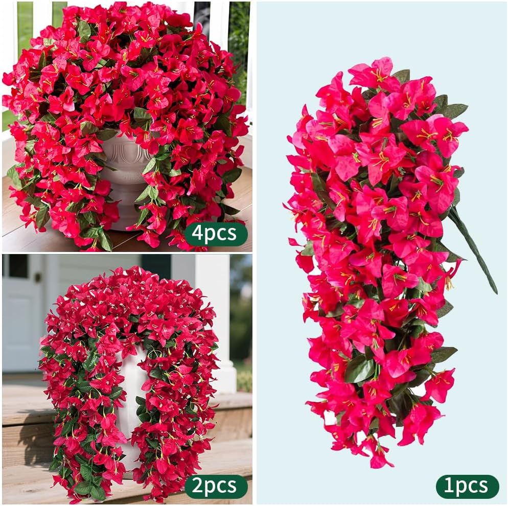 Artificial Fake Hanging Flowers for Outdoors Decorations - 2 Bundles Uv Resistant Faux Plants Outdoor Indoor Planter Decor for Balcony Yard Porch Garden Patio Home Decor(Mixed Color) - Image 5