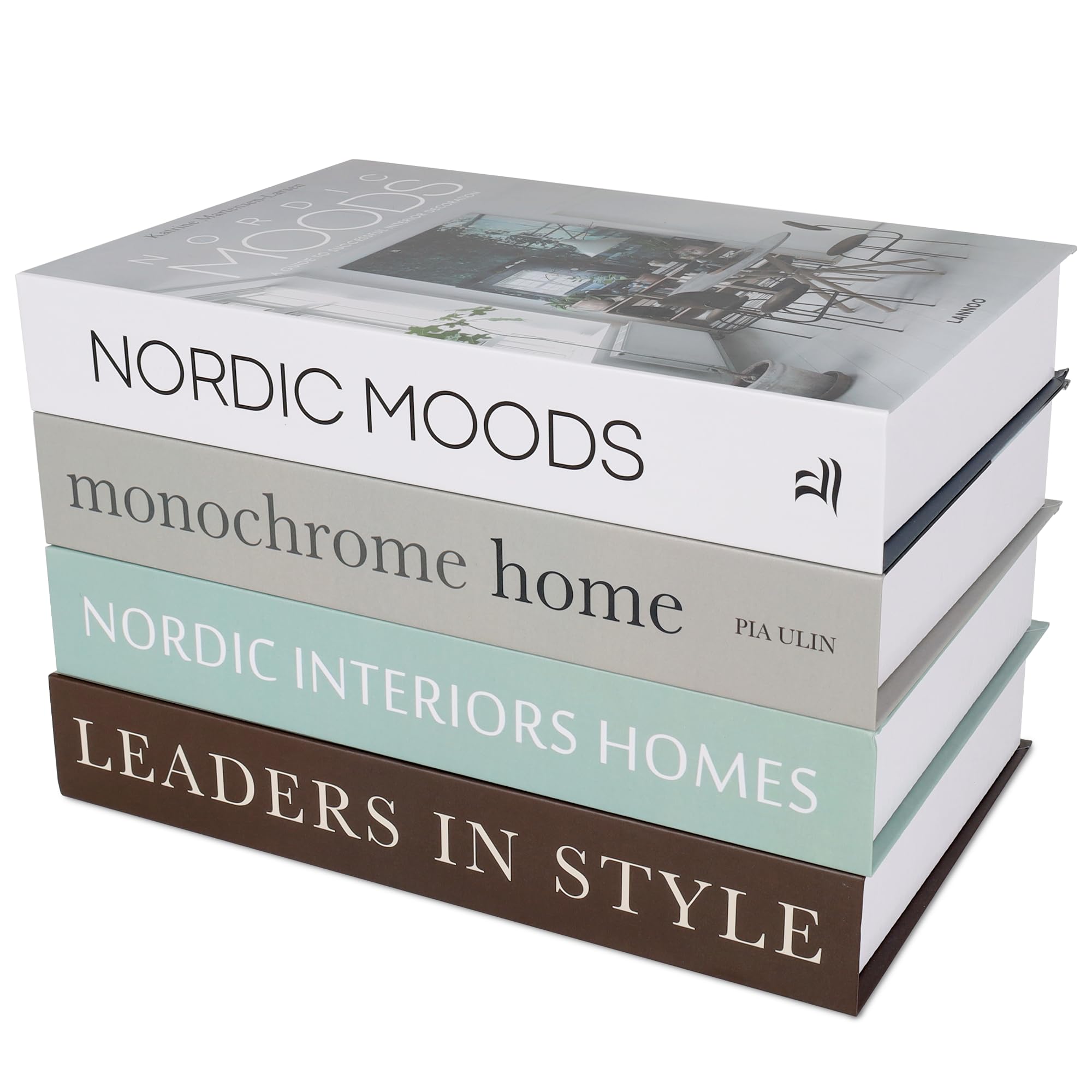 PUZZIV 4 Pcs Decorative Books for Home Decor, Modern Faux Books for Decoration Bookshelf Decor Coffee Table Stacked Books, Shelves Living Room Decorative