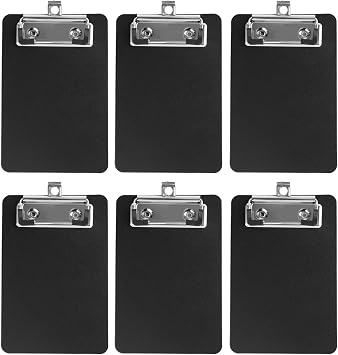6 Pack Small Clipboards, Black Mini Clipboards 4x6 Plastic A6 Pocket Size