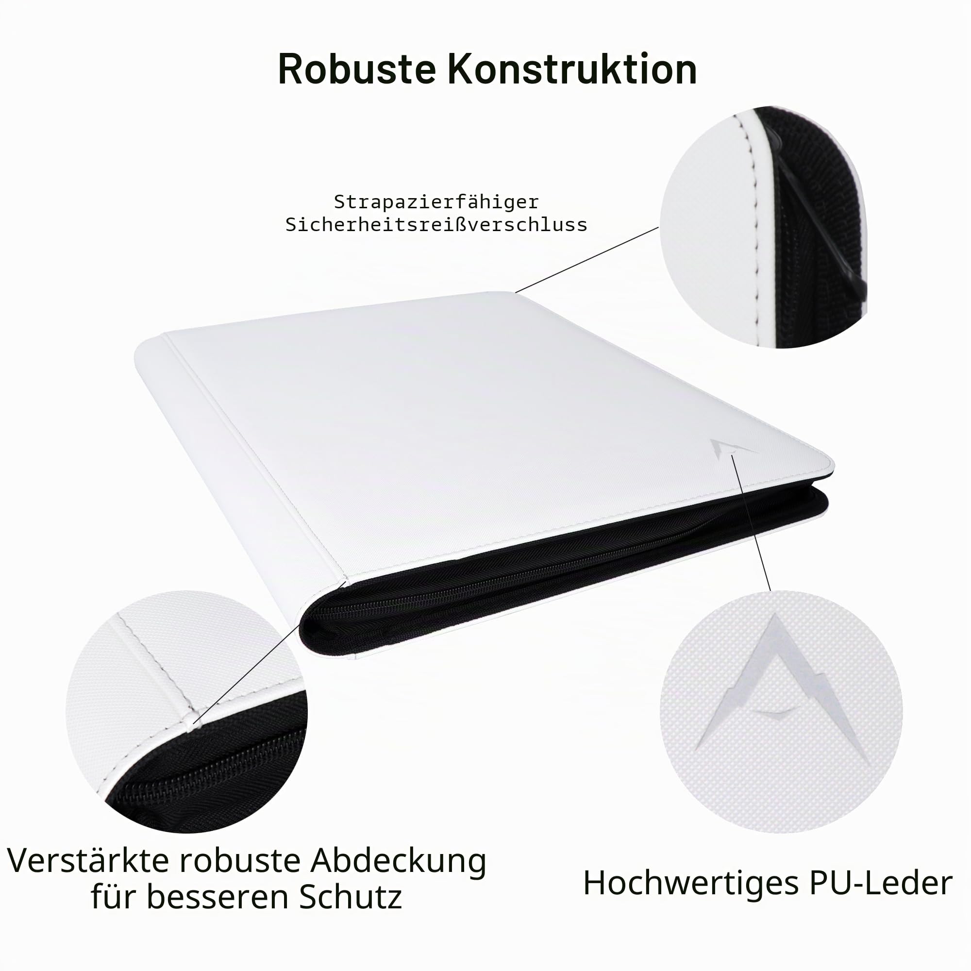 Ordner mit 16 Taschen, passend für 1344 Sammelkarten, Ringloses Album für TCG & Sportkarten, Weiß
