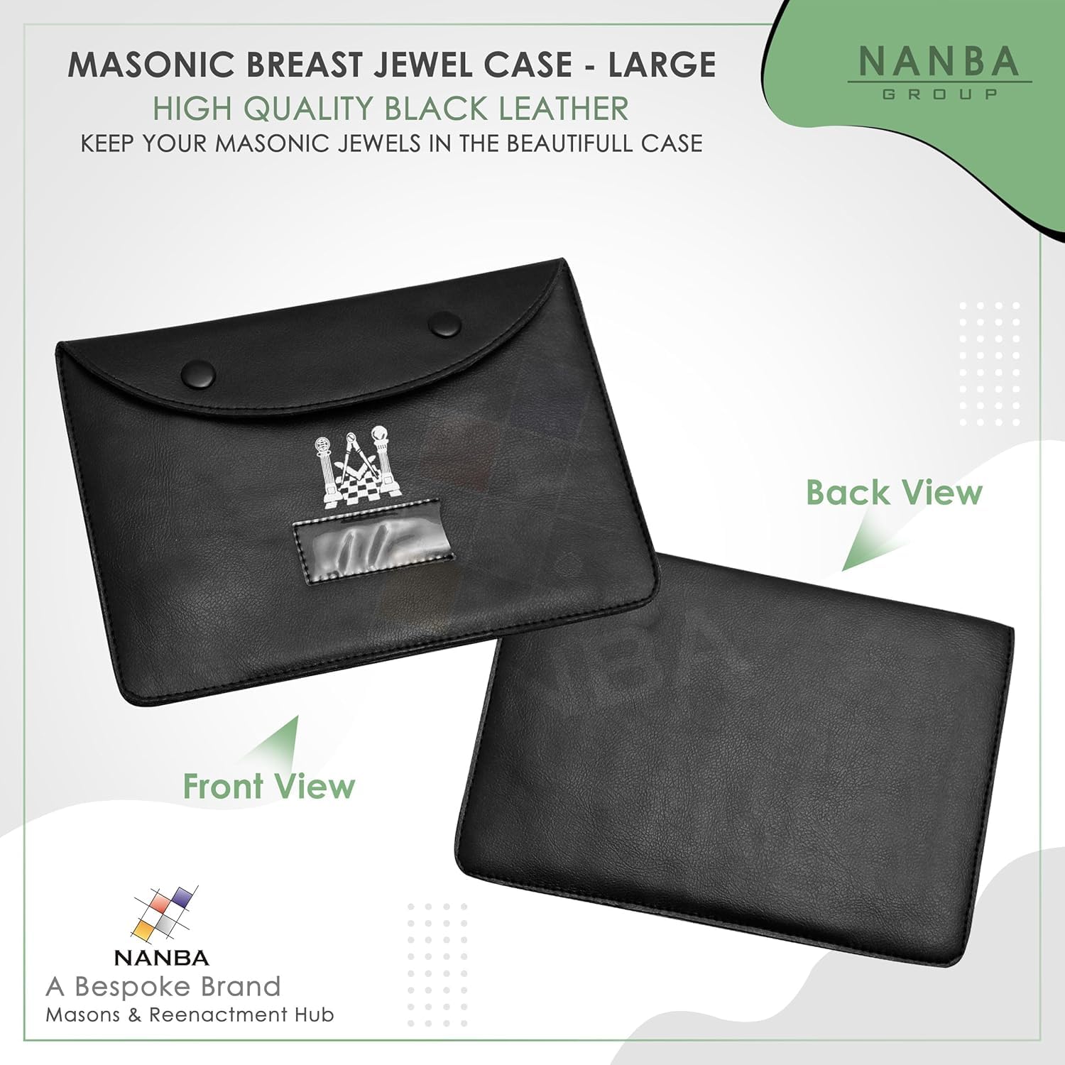 Premium Masonic Regalia Pocket Jewel Holder Case with 2 Pads– Leather Carry Wallet with Soft Lining for Freemason Lodge Jewels, Pins & Badges