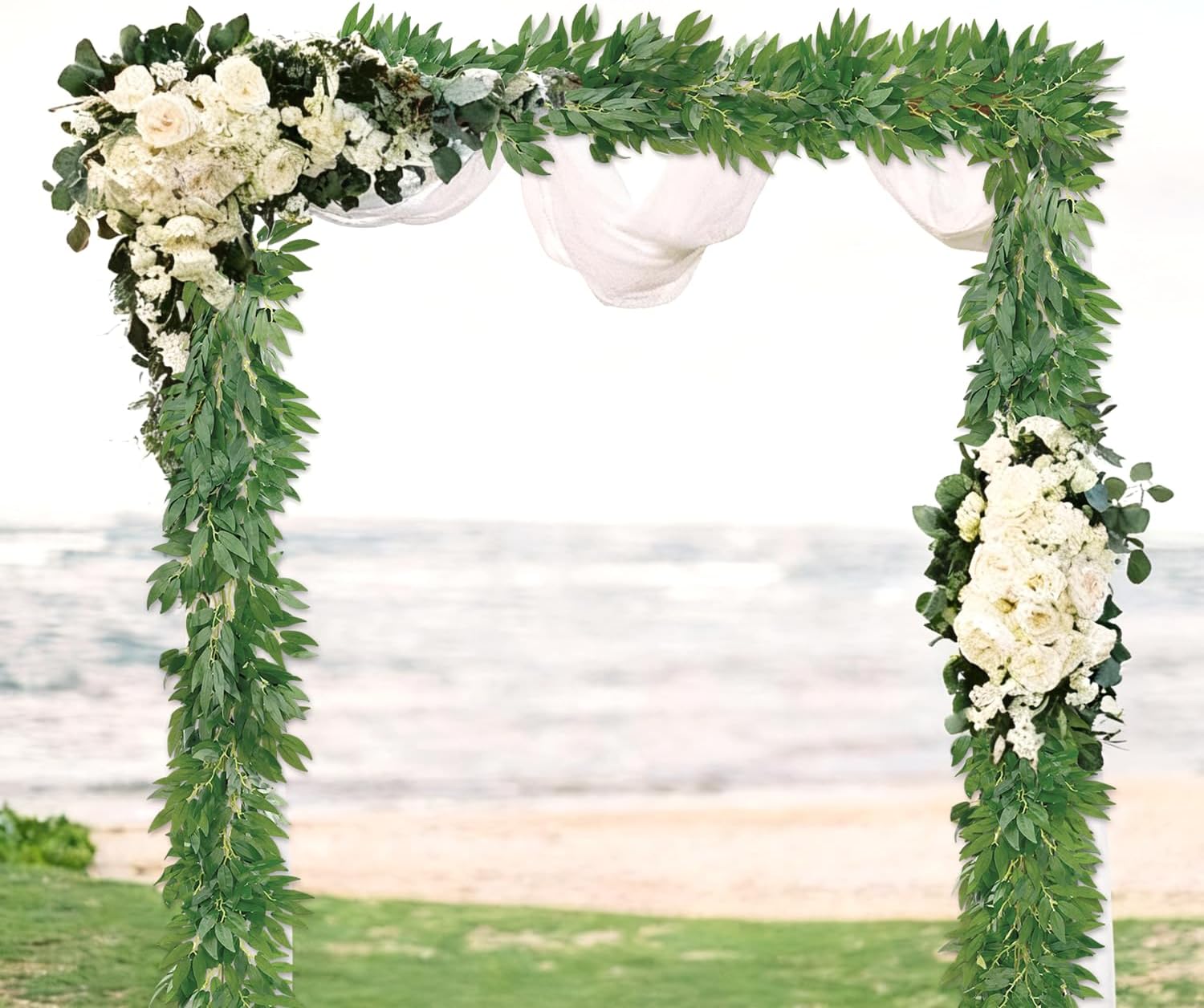 3 Strands Fake Vines Greenery Garland 78" Artificial Italian Ruscus Silk Leaves Faux Hanging Plants for Wedding Arch, Table Centerpieces, Home Wall Party Decoration