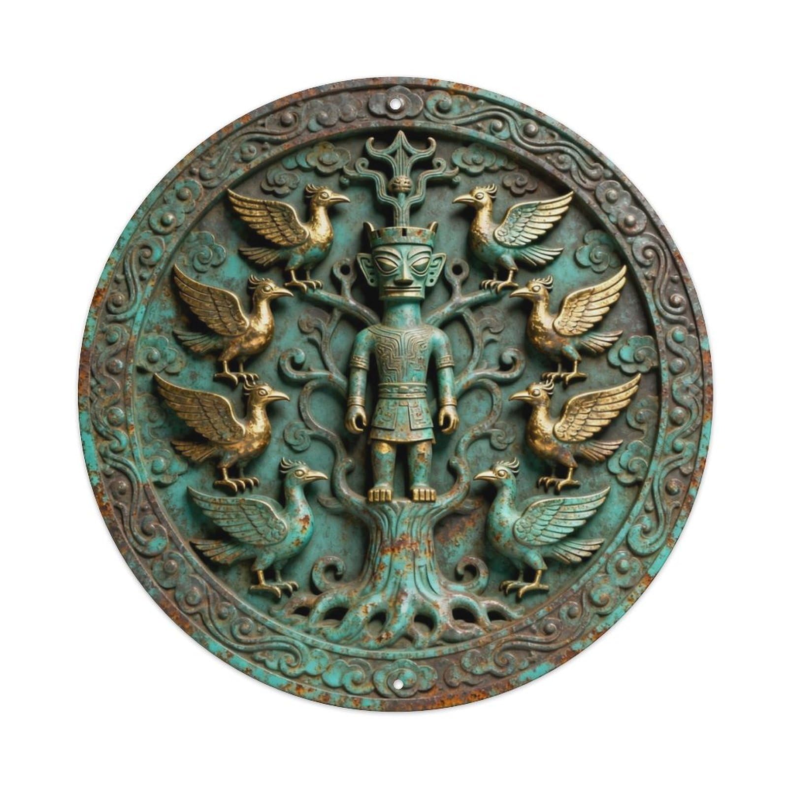 Sanxing Holy Tree Bird Metal Tin Sign Plaque