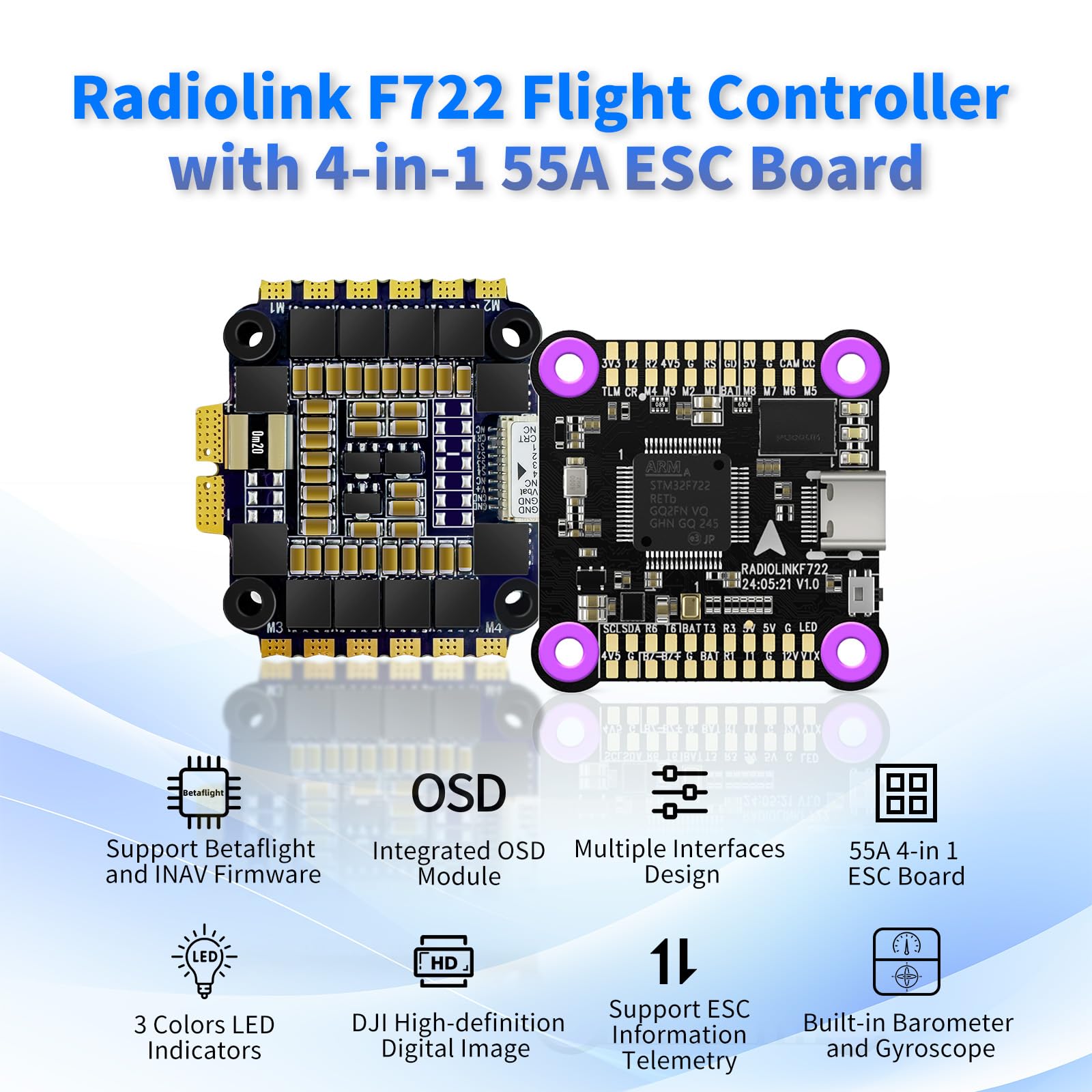 Amazon.co.jp: Radiolink F722 フライトコントローラースタック 3-6S