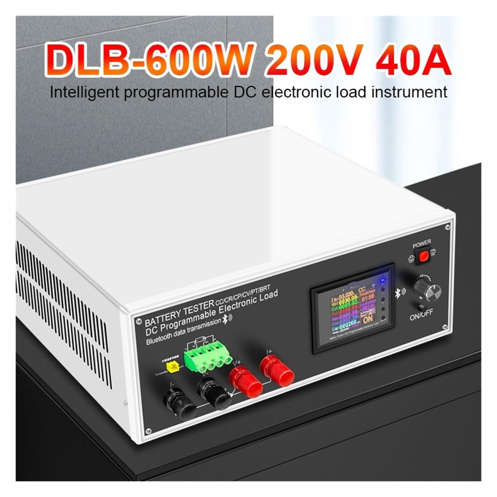 Tester della Batteria, DLB-600W 40A Monitor di capacità della batteria al litio piombo-acido Carico elettronico Tester di potenza Misuratore di scarica Strumenti di controllo auto(600W 40A)