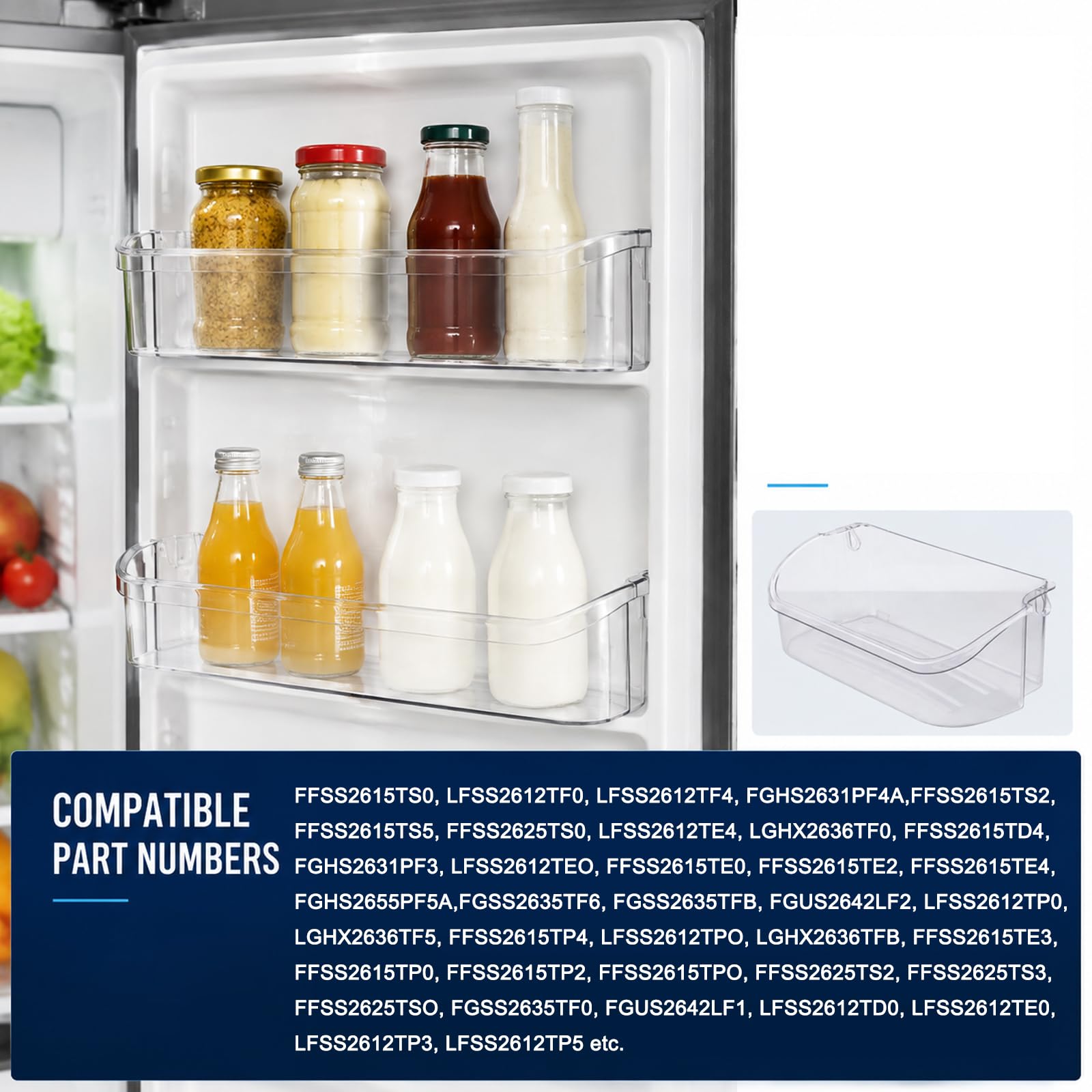 Paquete de 2 contenedores de repuesto para puerta de refrigerador 240356402 para Frigidaire, estante de puerta de repuesto compatible con Frigidaire FFSS2615TS0 LFSS2612TF0 FGHS2631PF4A LFSS2612TE0