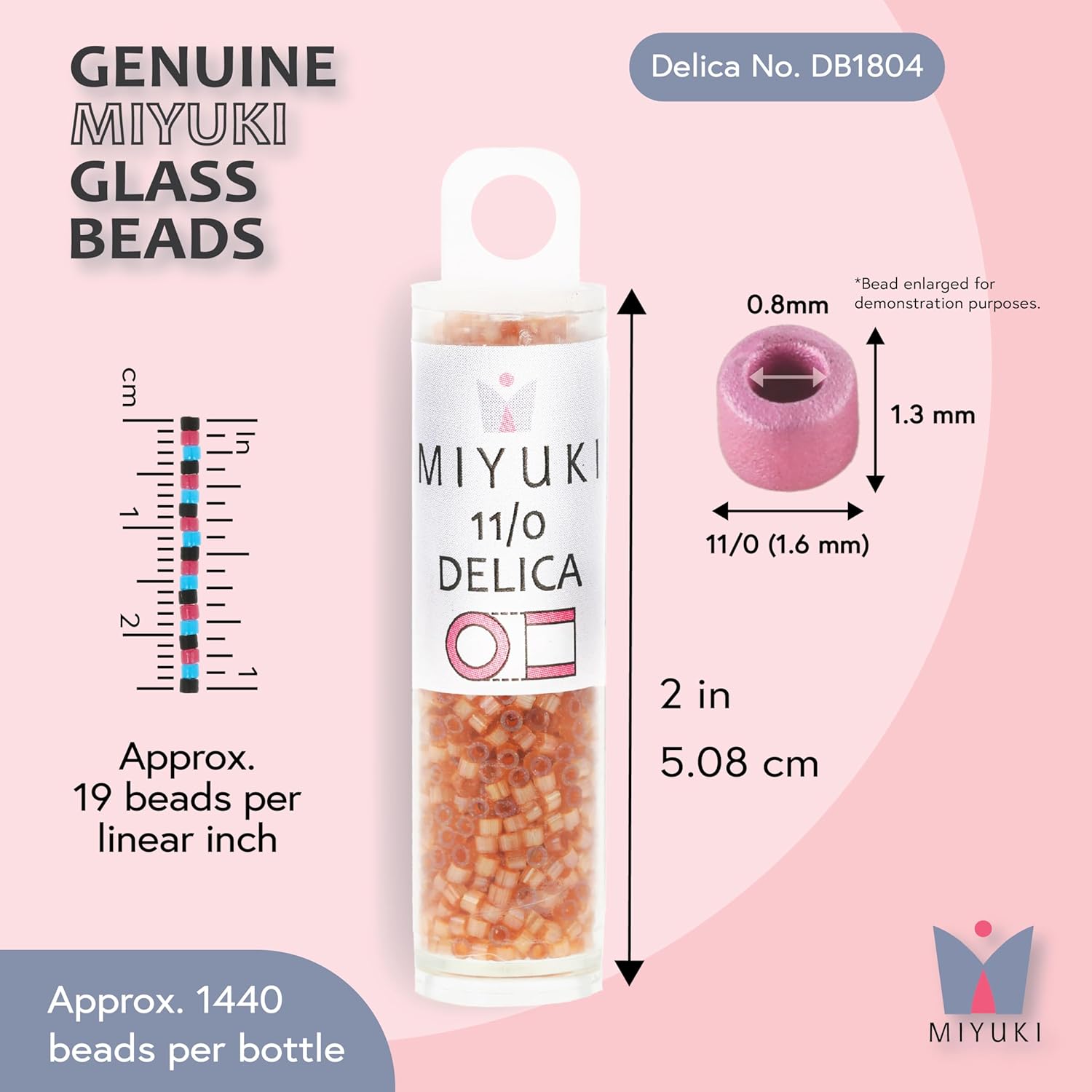 Miyuki Delica Seed Beads – Size 11/0 (1.6 mm), DB1804, Dyed Topaz Silk Satin, 7.2 g, Approx. 1440 Beads, Made in Japan - Image 3