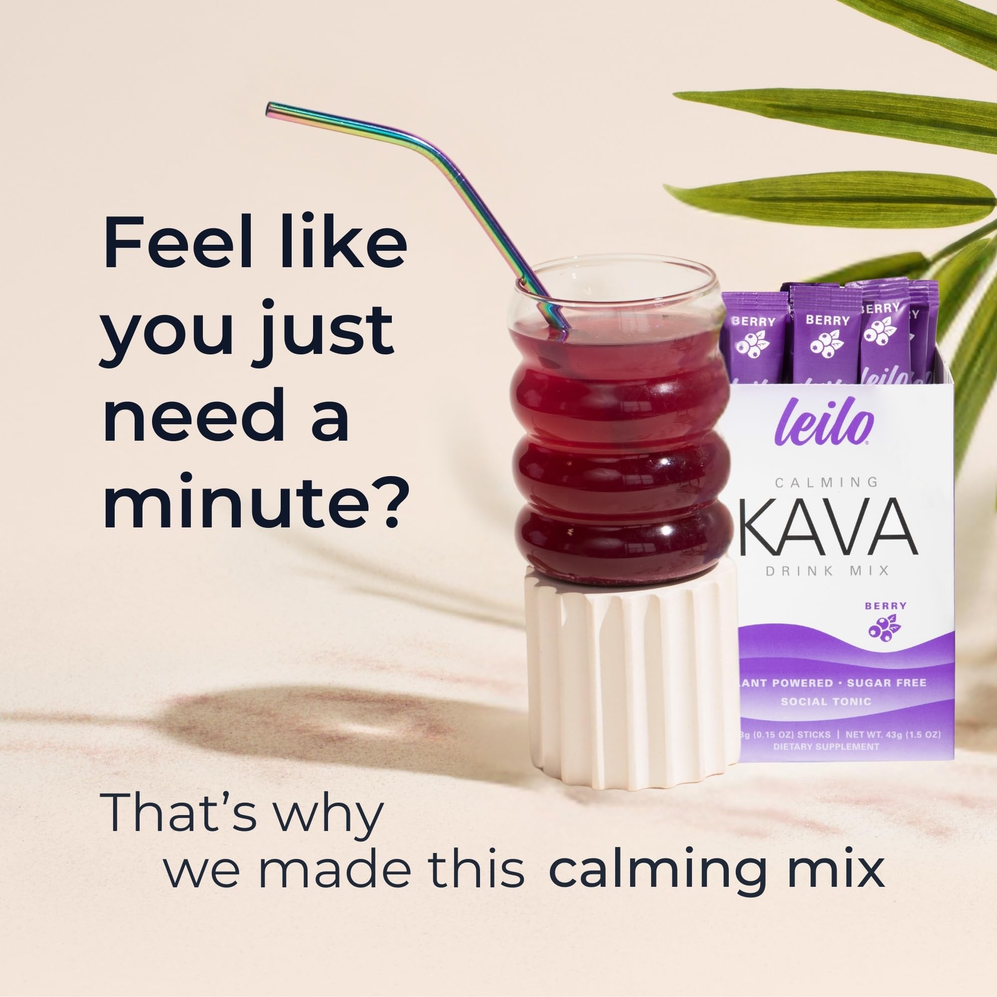 Leilo | Calming Kava Drink Mix | Berry, 10 Stick Packs (Plant-Based Relaxation Powder, Non-Alcoholic, Sugar-Free Herbal Supplement) — Amazon image 3