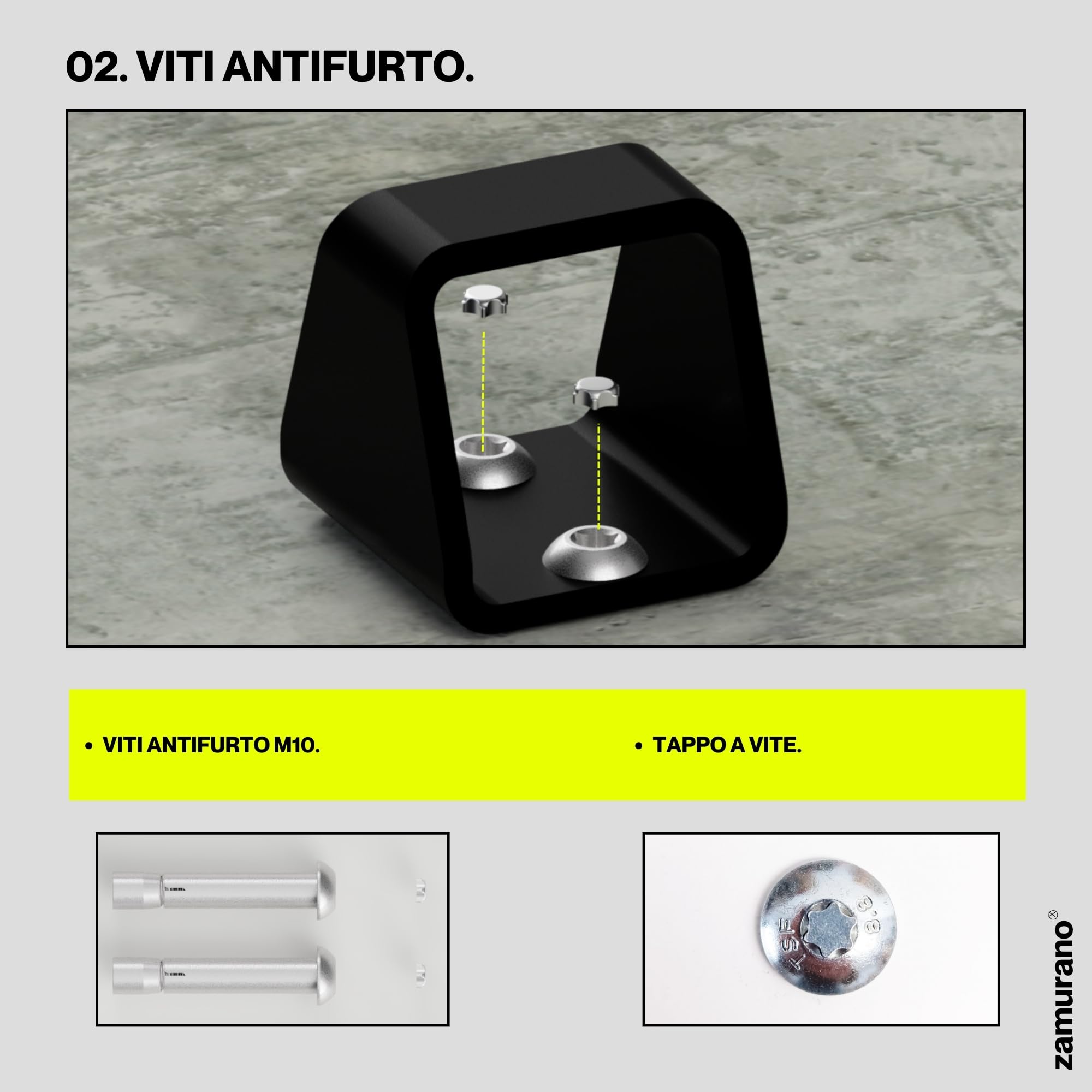 Ancoraggio antifurto ad alta sicurezza per catena. Ideale per moto e bici. Ceppo per pavimento o parete (1)