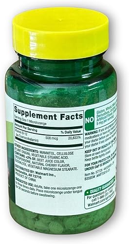 Miniatura 2 de B12 sublingual, apoya el metabolismo energético y la salud del sistema nervioso, Spring Valley 500 mg sabor cereza 200 ct, set con estuche Fusion