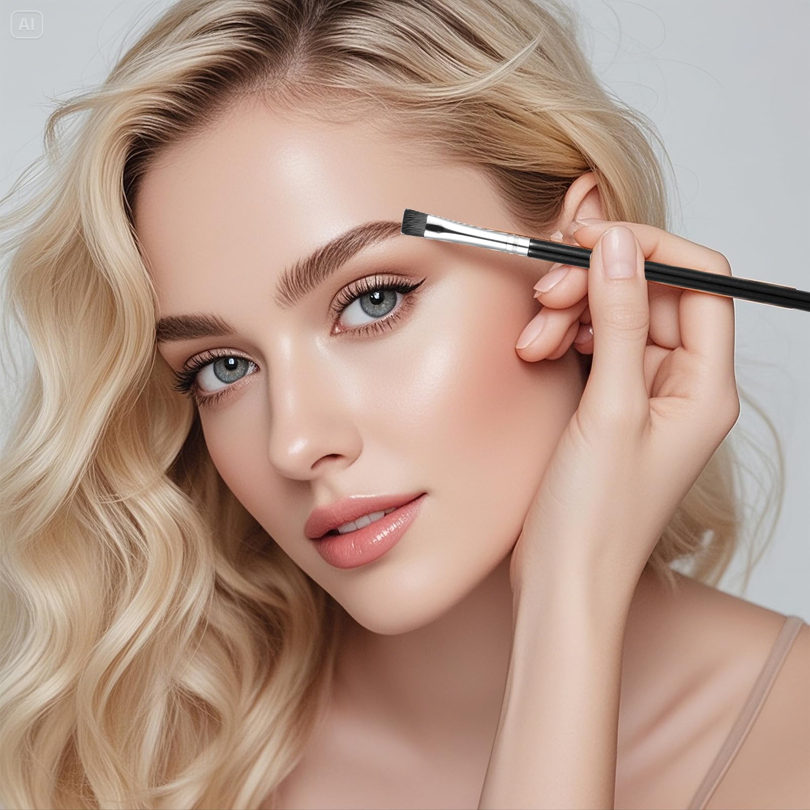 6 pennelli sottili e piatti per eyeliner, pennello preciso per definire le sopracciglia, pennello piatto per sopracciglia, correttore, setole sintetiche rigide, sottili, per definire il trucco delle