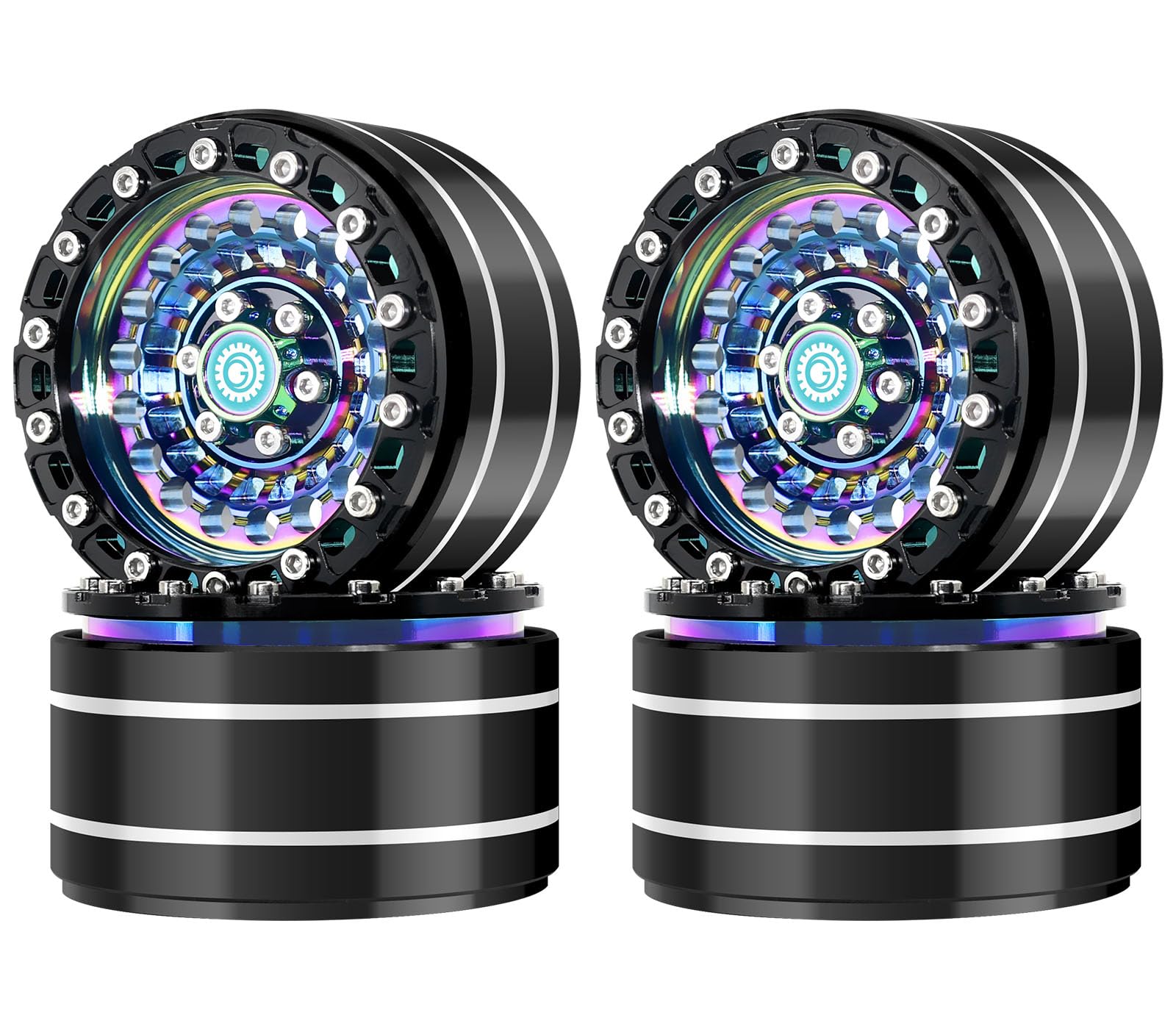 OGRC 1.9‘’beadlock Wheels RC crawler Beadlock Wheels for 1/10 RC Crawler SCX10 TRX4 VS4-10 Gen8 (Black)