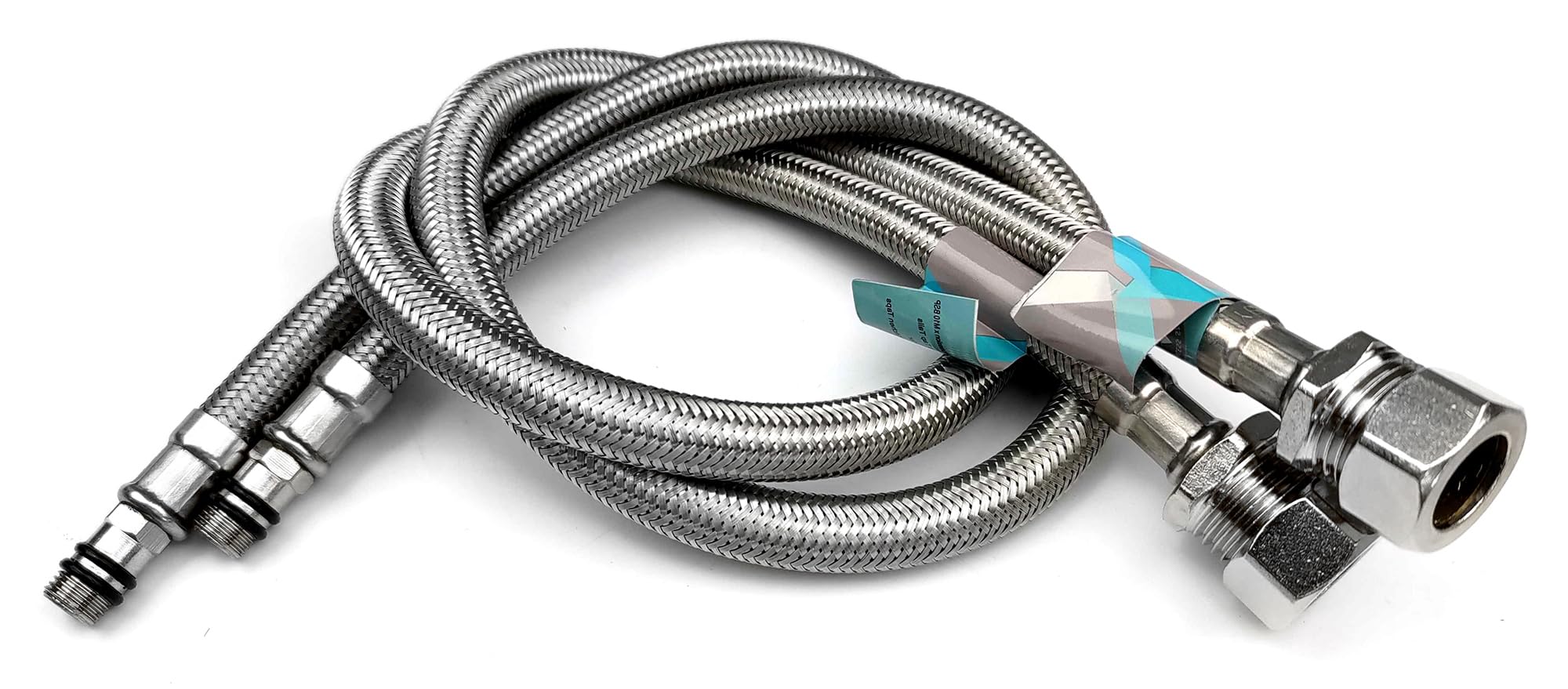 Pair of M10 x 15mm Compression Flexible Tap Connectors 500mm Length | Each Pack is a Pair | Ideal for Basin and Bath Mixer Taps | WRAS Approved Flexi Hoses for Bathroom Plumbing (1 Pack)