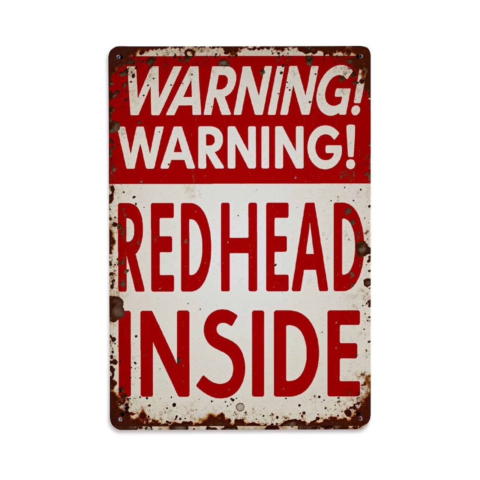 Jdfenggu Vintage Warning Warning Redhead Inside Retro Metal Tin Sign, Decor Art Poster For Bar, Home, Man Cave, Kitchen, Laundry Room Gift 8X12inch