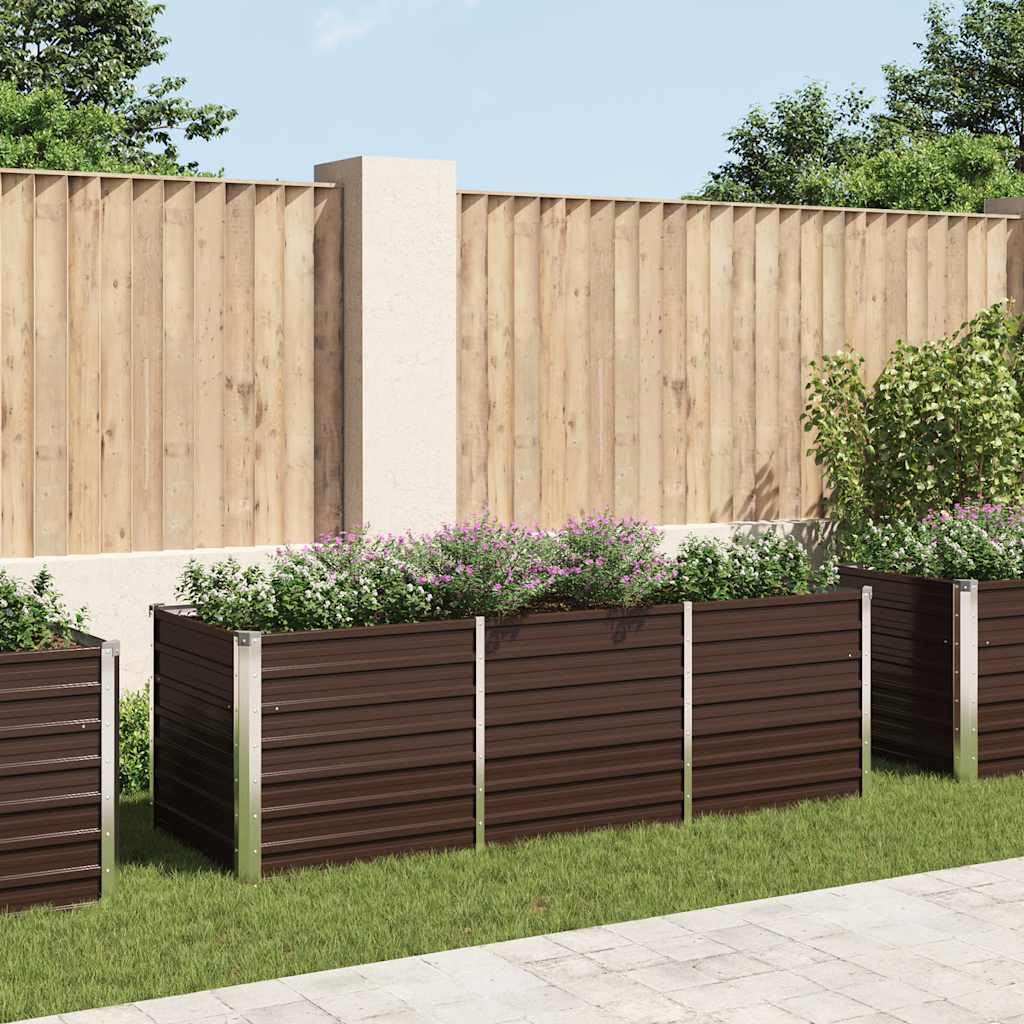 Edler Garten-Hochbeet Braun 240×80×77 cm aus verzinktem Stahl Großer Blumenkübel mit zeitgemäßem Design für Garten Terrasse Balkon und Urban-Gardening