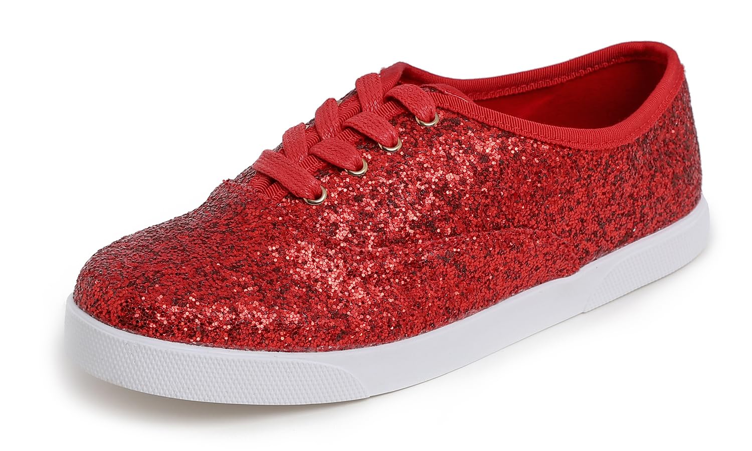 FEVERSOLE Women's Fashion Dress Sneakers Party Bling Casual Flats Embellished Shoes