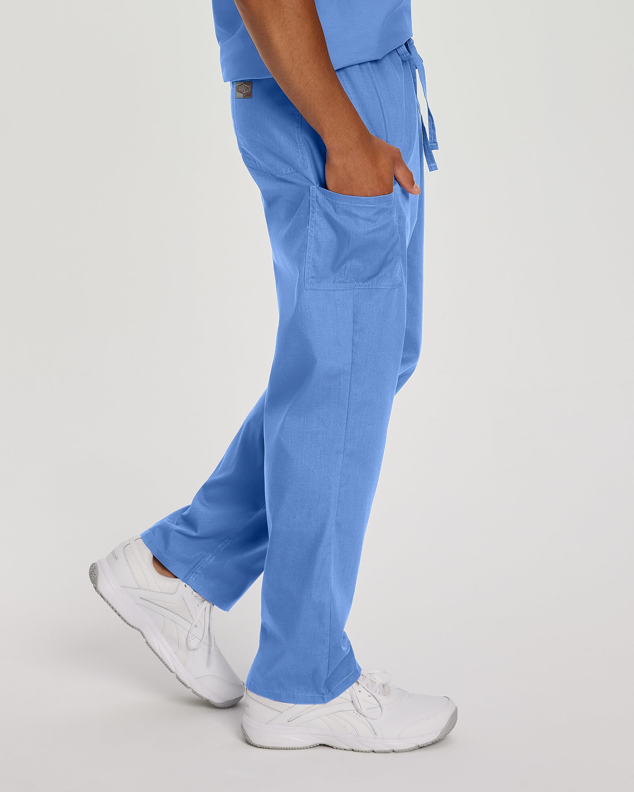 Landau Scrub Zone Unisex Relaxed Fit 2-Pocket Drawstring Cargo Scrub Pants 85221 Ceil Blue