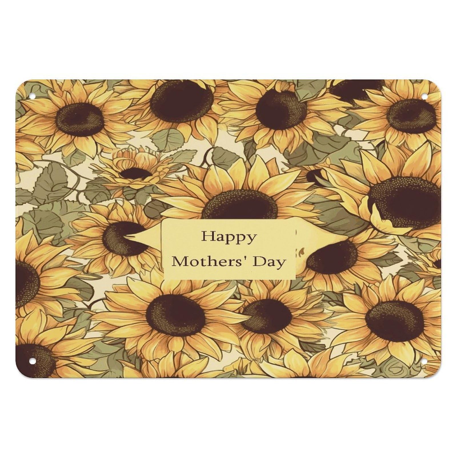 Btcowzrv Style Happy Mother's Day Sunflower Metal Sign, 5.5" X 7.9" Tin Wall Decor, Wall Art Plaques For Home Wedding Decor Room Living Room Decoration