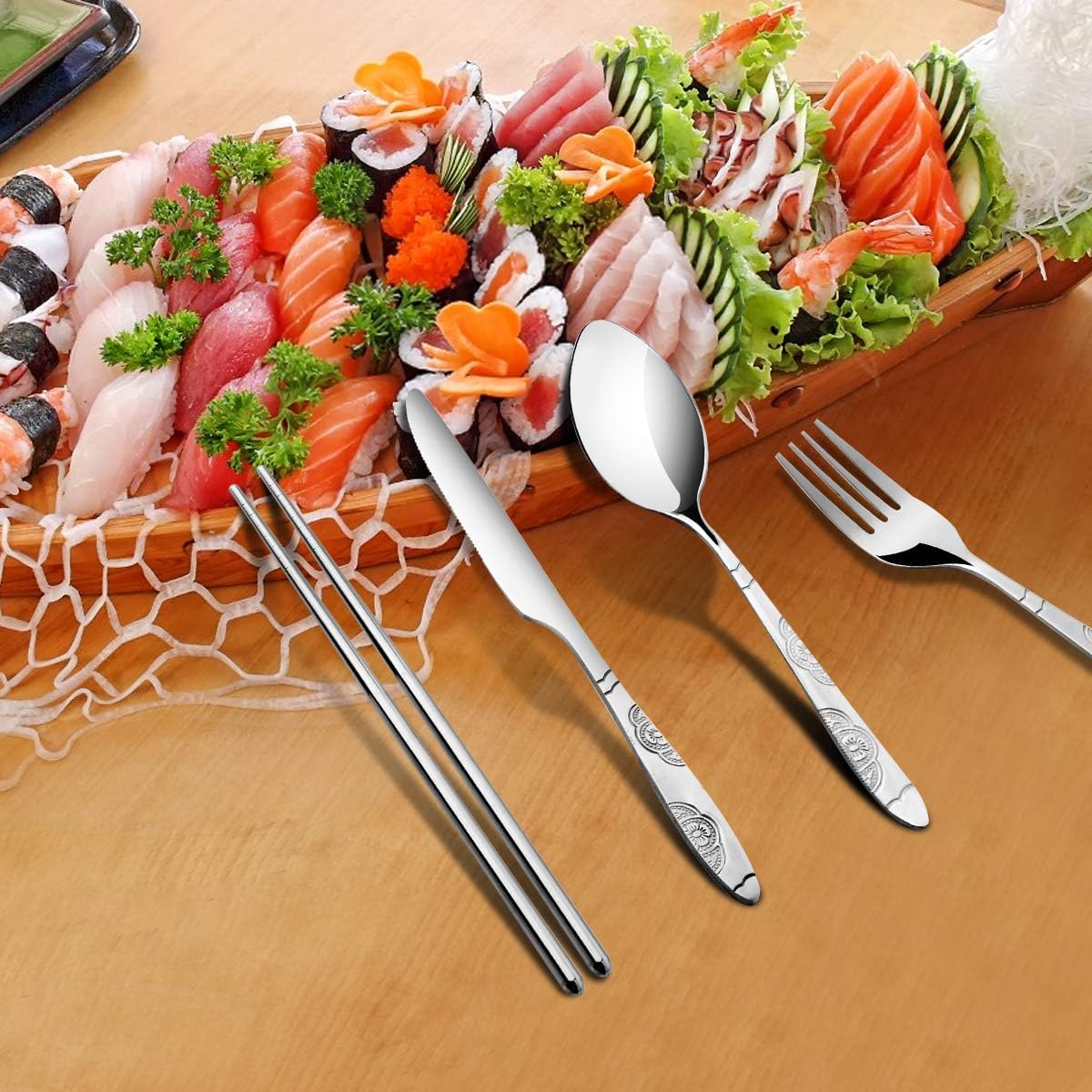 Reble Flatware Sets Knife, Fork, Spoon, Chopstis, Portable