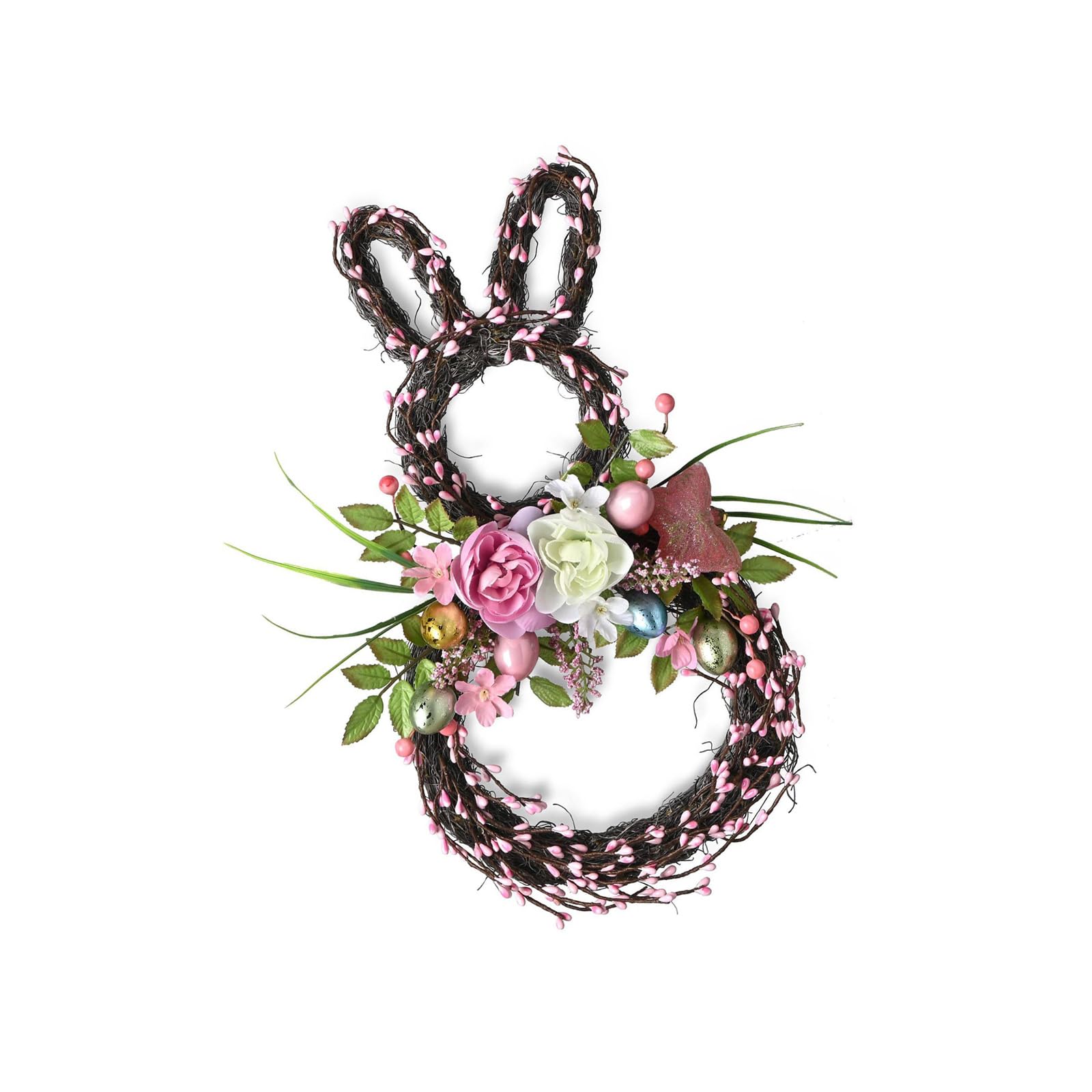 Klynovalu Fabric Easter Wreath Decoration for Door Wall Window Hanging Ornament Flower Garland for Parties Birthdays Multipurpose Spring Easter Wreath Decoration for Parties Birthdays Indoor Outdoors
