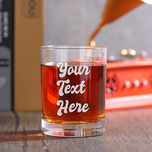 Miniatura 3 de Vaso de whisky personalizado grabado con tu texto personalizado, vidrio personalizado de 12 onzas para cócteles o bourbon