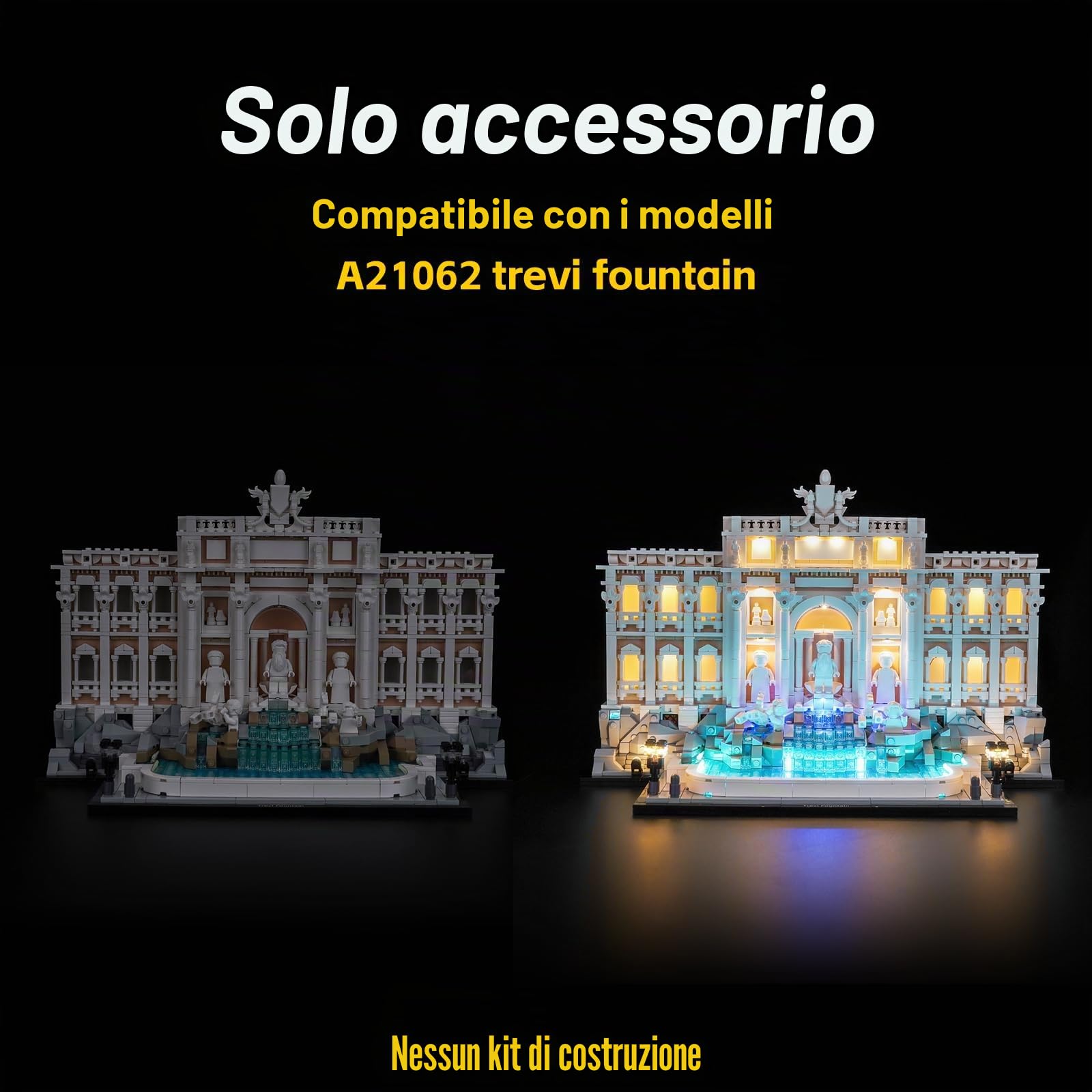 Kit di illuminazione a distanza compatibile con Lego 21062 Fontana di Trevi (senza modello), set di luci a LED compatibile con Lego Fontana di Trevi Giocattolo creativo