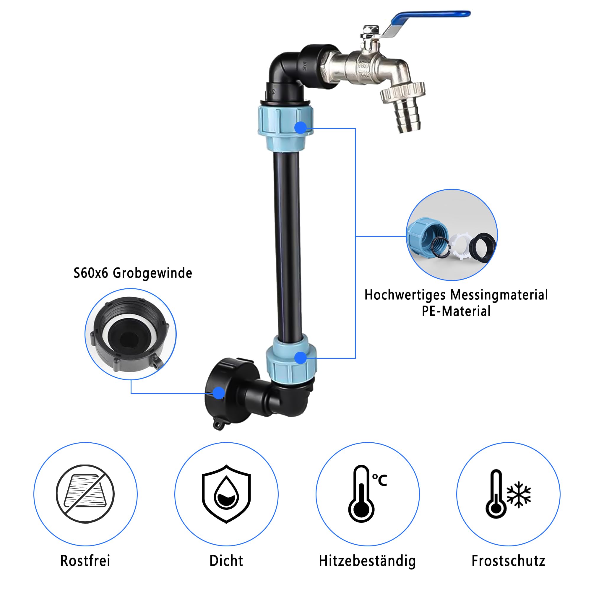 IBC Tank Schwanenhals 3/4 Zoll - Messing Wasserhahn Für 1000l Tank