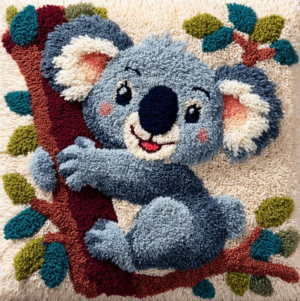 WallustrioaW Latch Hook Kit 17x17in,Koala Animals