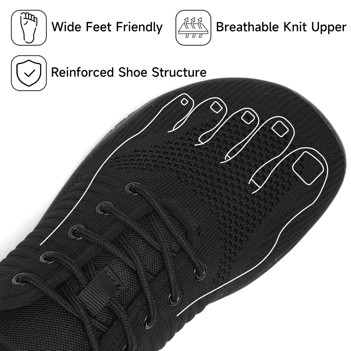 Geweo Barefoot Femme Homme Chaussures de Minimalist Embout Large Sneaker Respirant 37-47