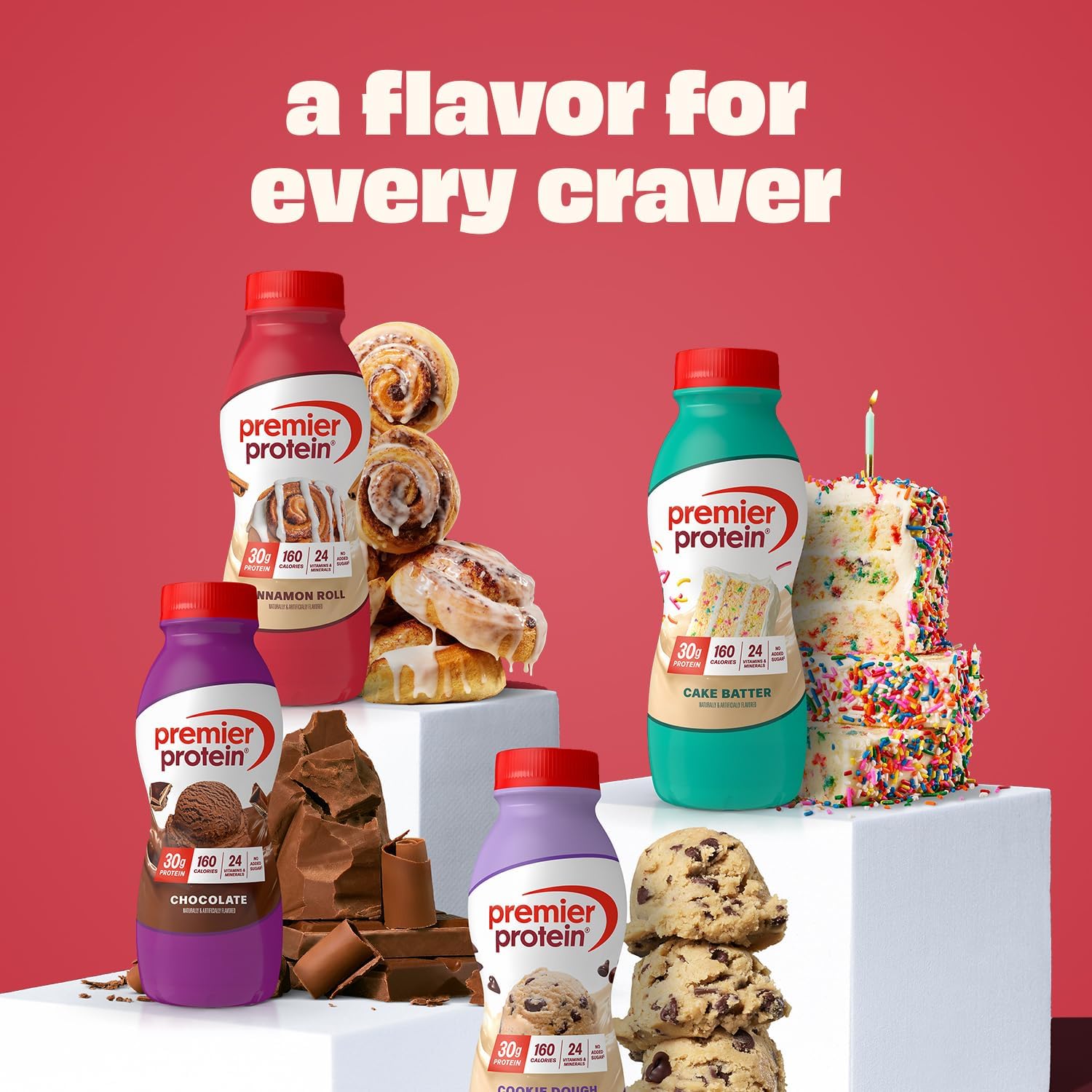 Premier Protein Shake, Cinnamon Roll, 30g Protein, No Added Sugar, 24 Vitamins & Minerals to Support Immune Health, 11.5 fl oz, 12 Pack